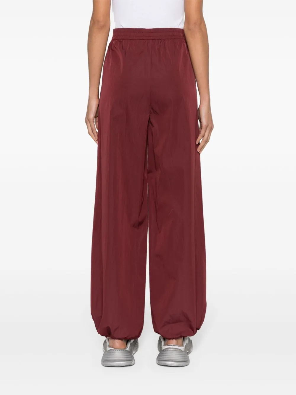 Pantaloni a palazzo con vita elasticizzata in marrone - donna