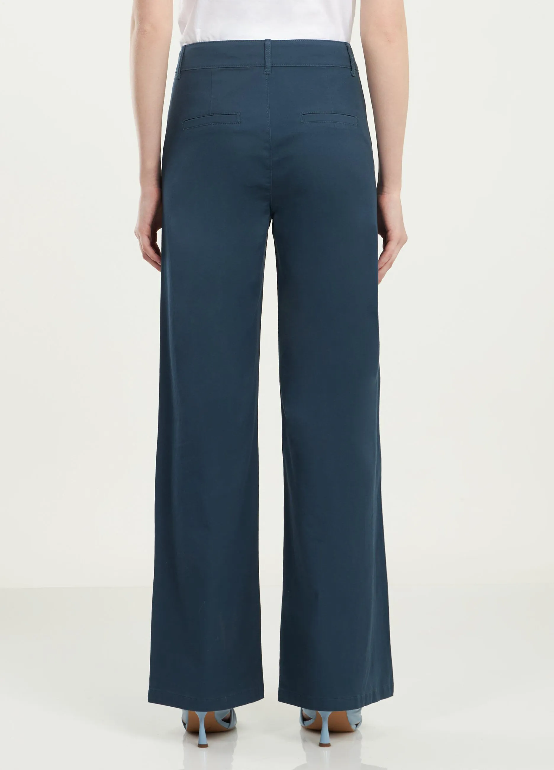 Pantaloni a palazzo in cotone elasticizzato donna