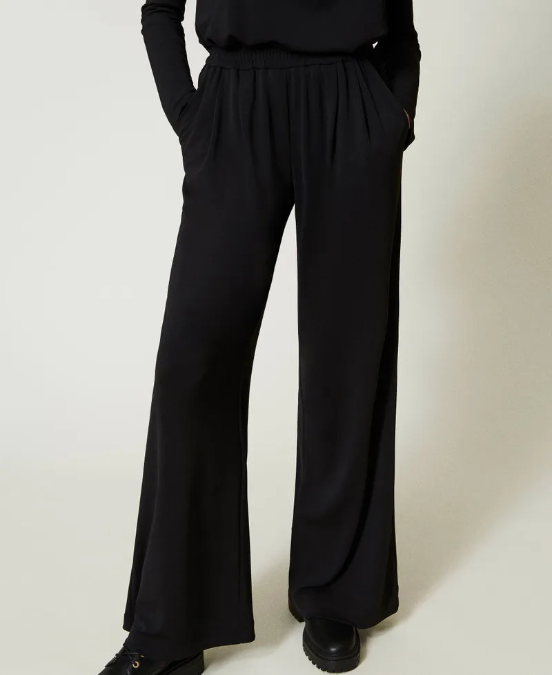 Pantaloni a palazzo in jersey crêpe