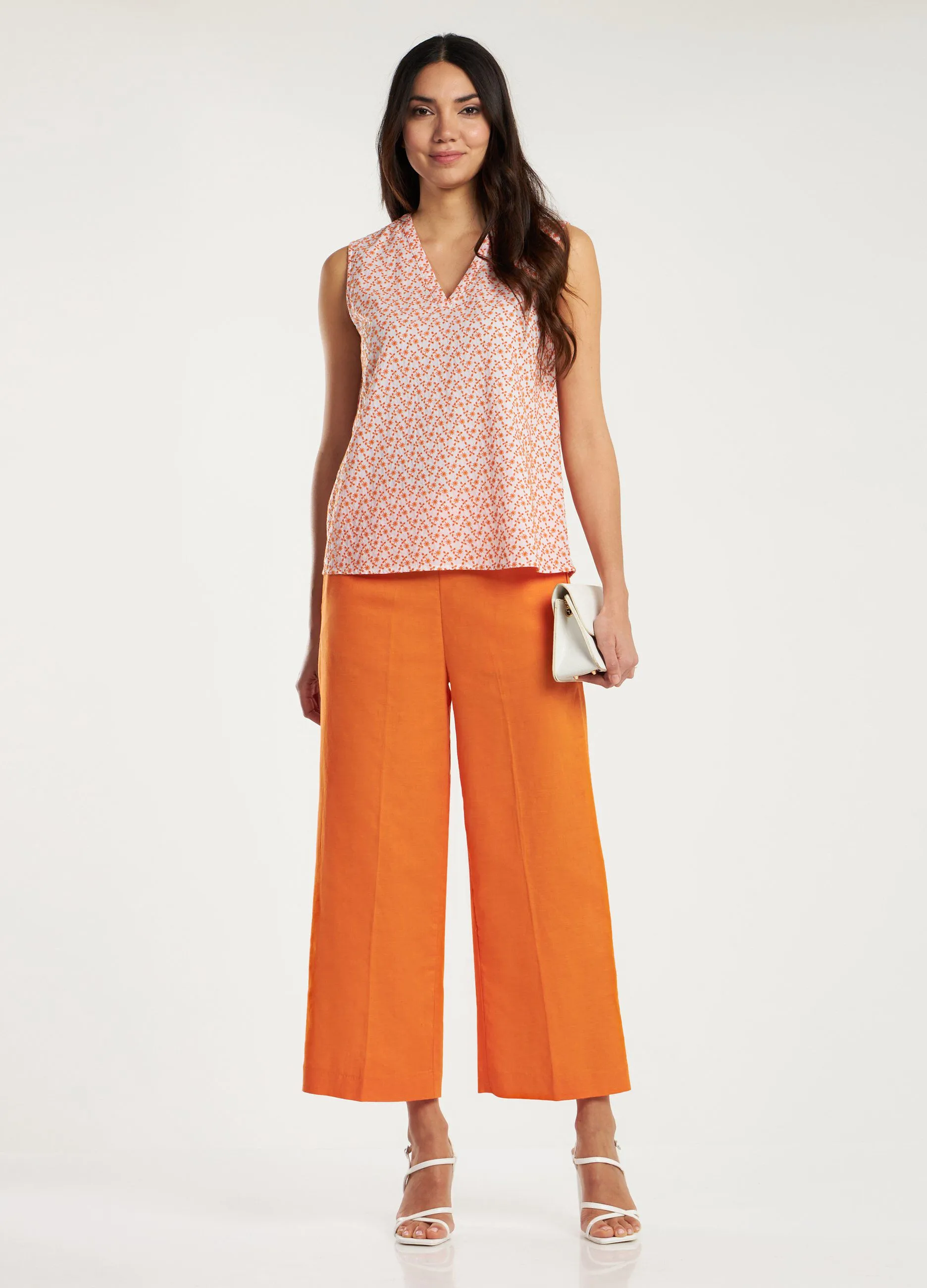 Pantaloni a palazzo in misto lino donna