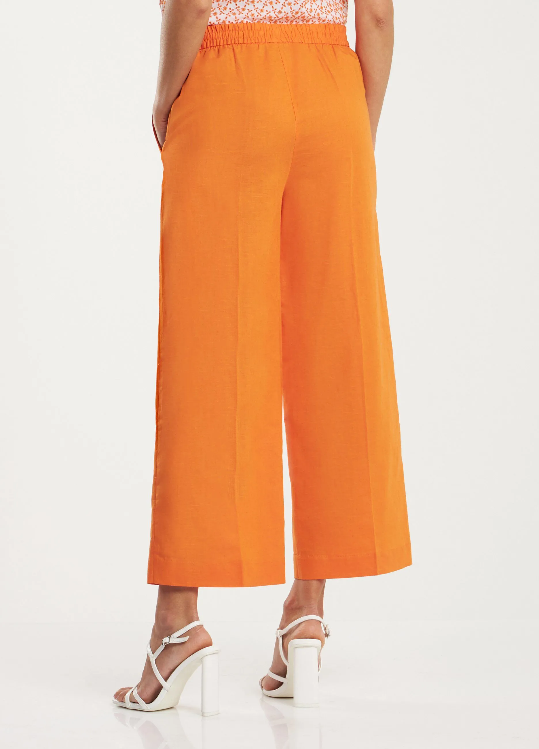 Pantaloni a palazzo in misto lino donna