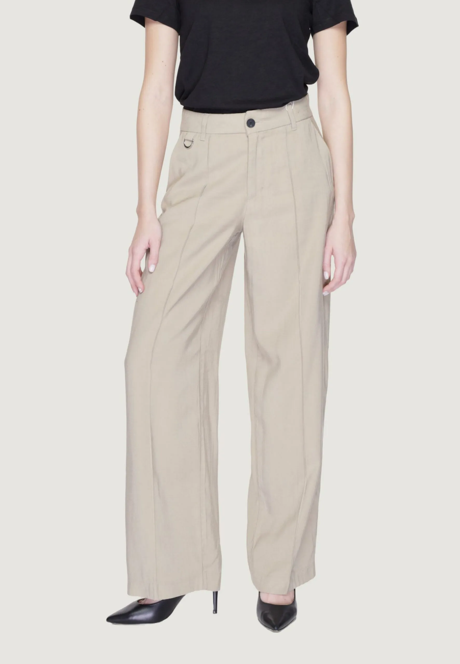 Pantaloni a palazzo Only Onlaris Life Hw Wide Tlr Beige scuro