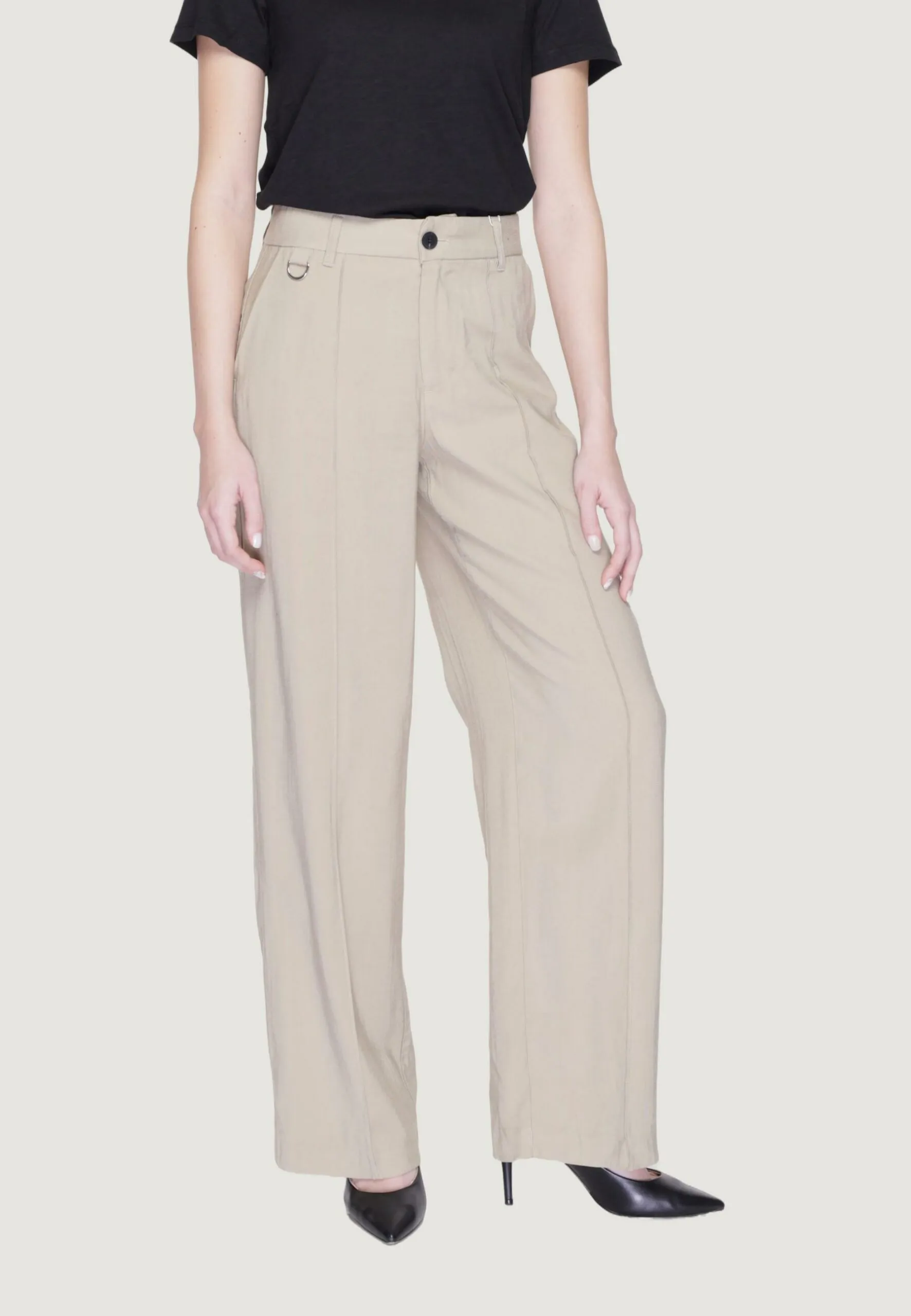 Pantaloni a palazzo Only Onlaris Life Hw Wide Tlr Beige scuro