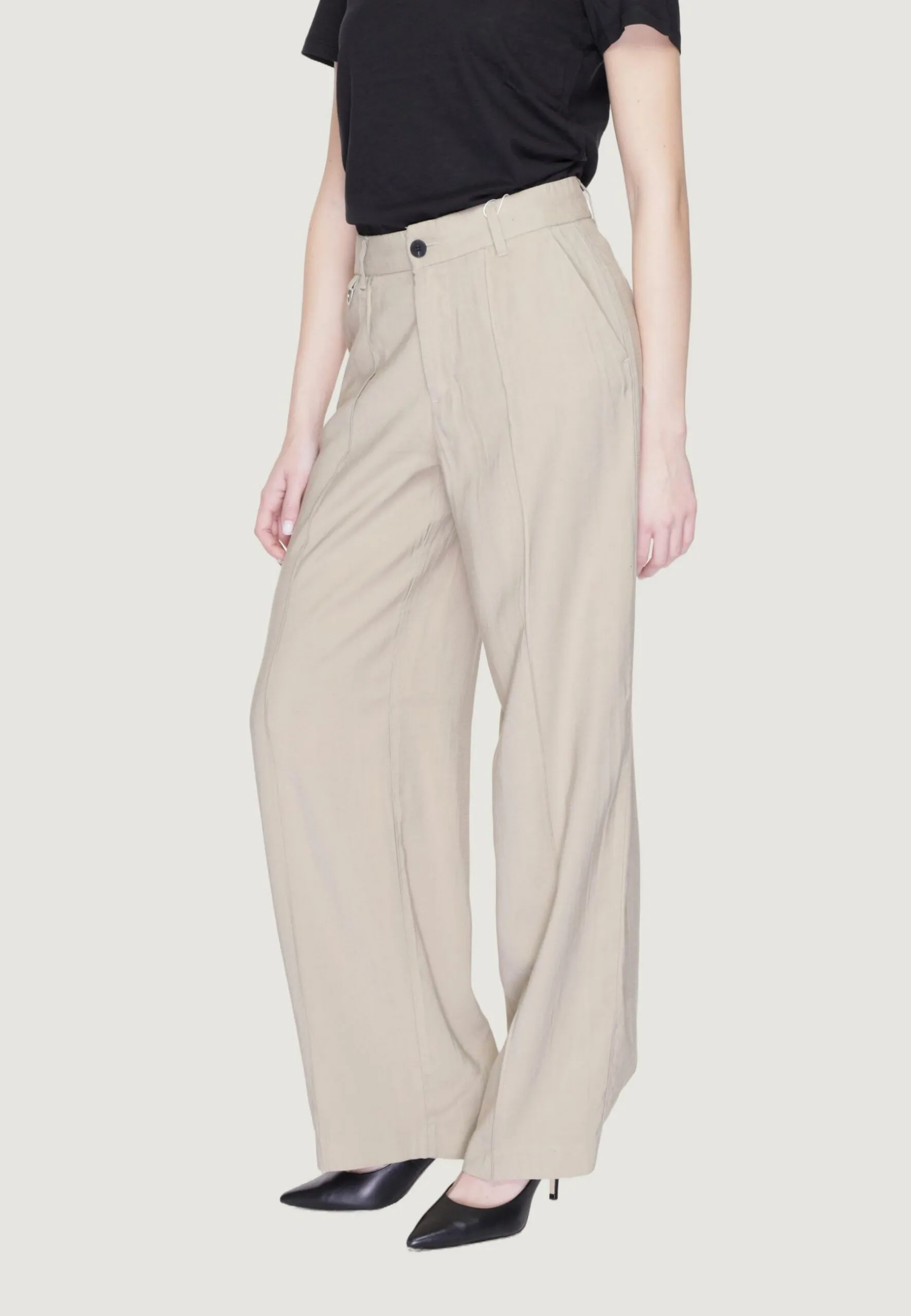 Pantaloni a palazzo Only Onlaris Life Hw Wide Tlr Beige scuro