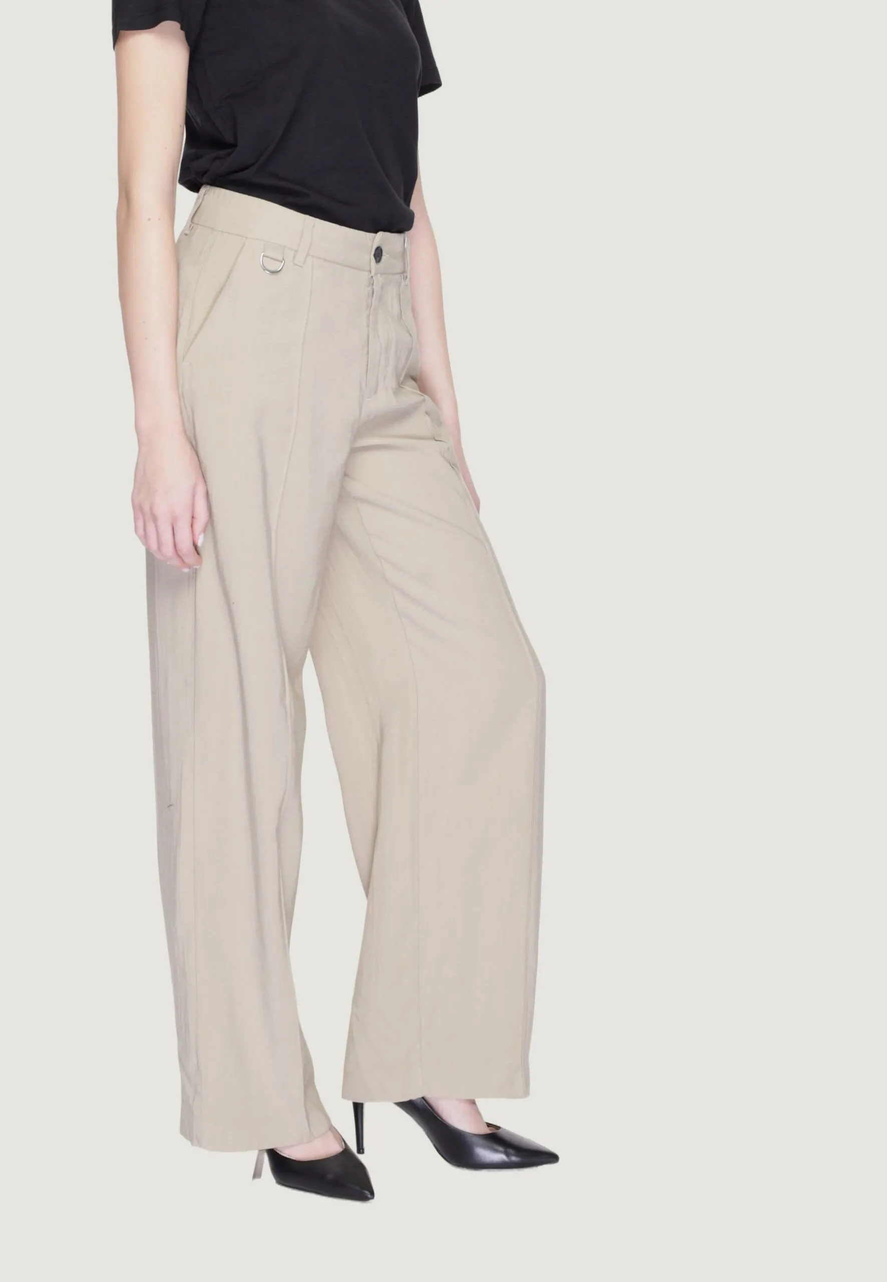 Pantaloni a palazzo Only Onlaris Life Hw Wide Tlr Beige scuro