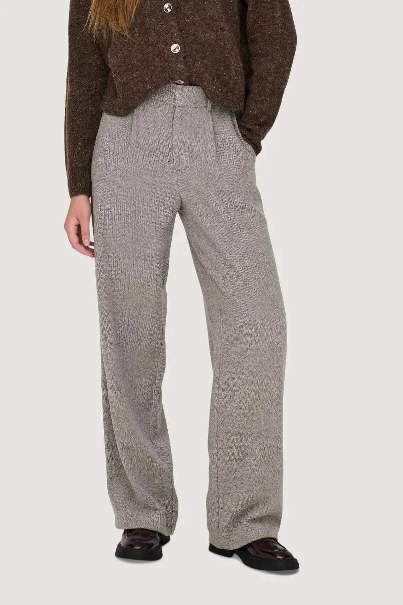 Pantaloni a palazzo Only onlcora hw hb wide pant tlr rpt Grigio Chiaro