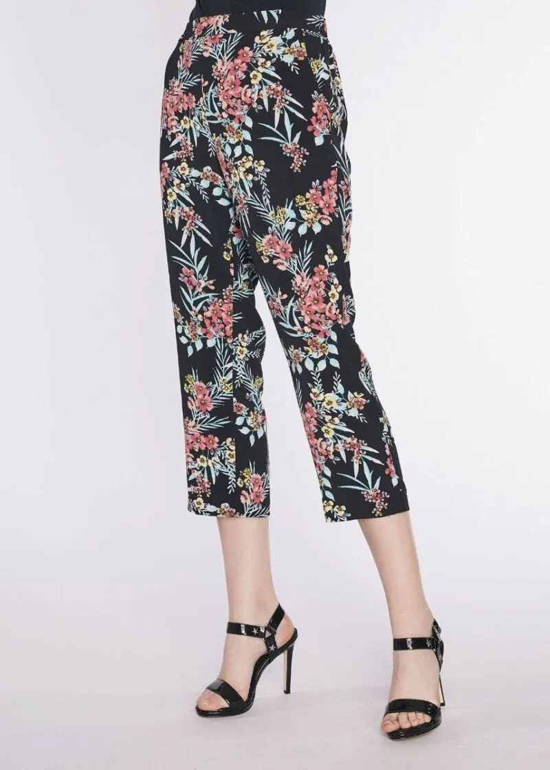 Pantaloni capri in crêpe floreale