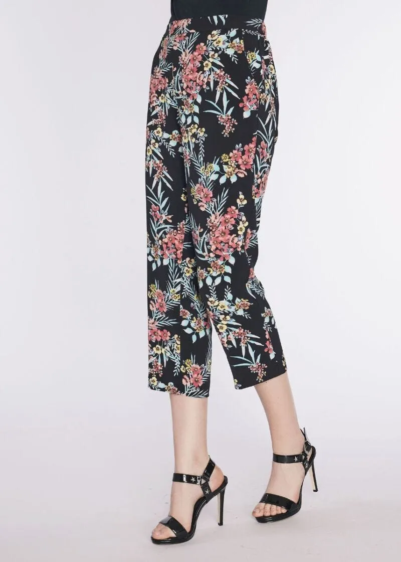 Pantaloni capri in crêpe floreale