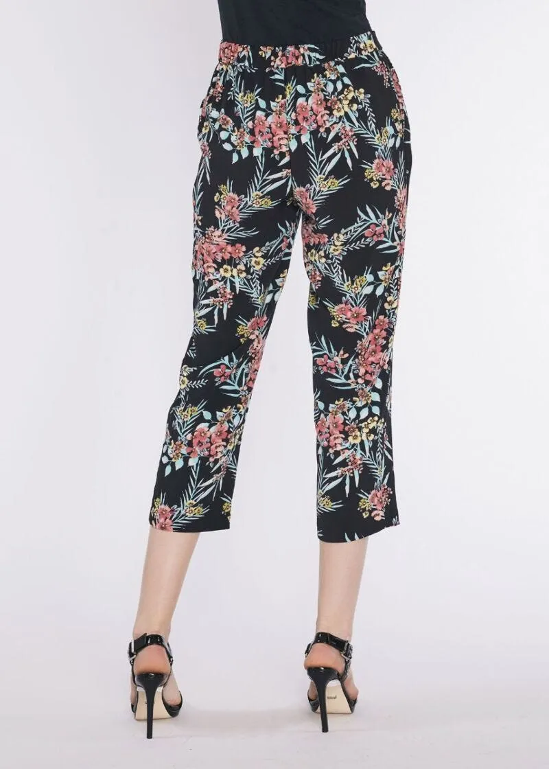 Pantaloni capri in crêpe floreale