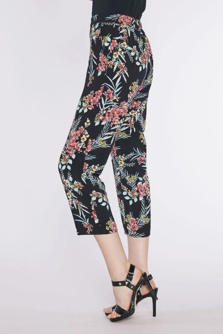Pantaloni capri in crêpe floreale