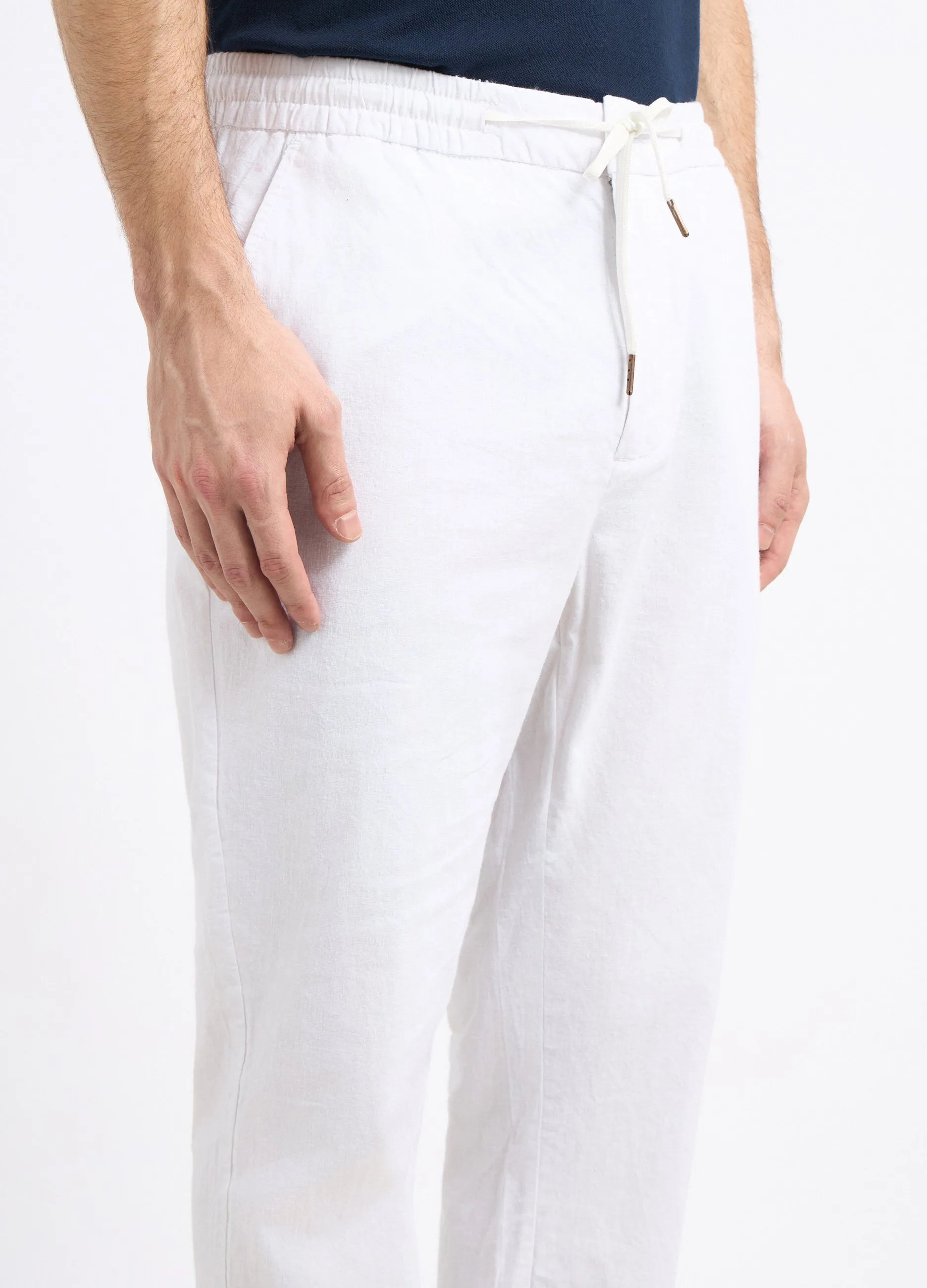 Pantaloni chino in misto lino uomo