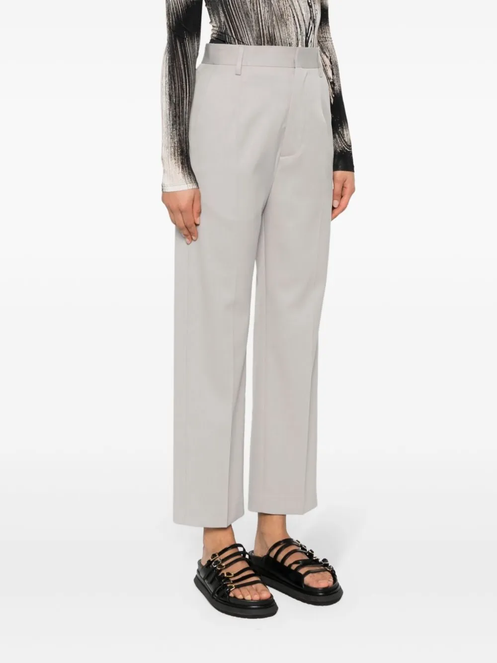 Pantaloni crop con cucitura in grigio - donna