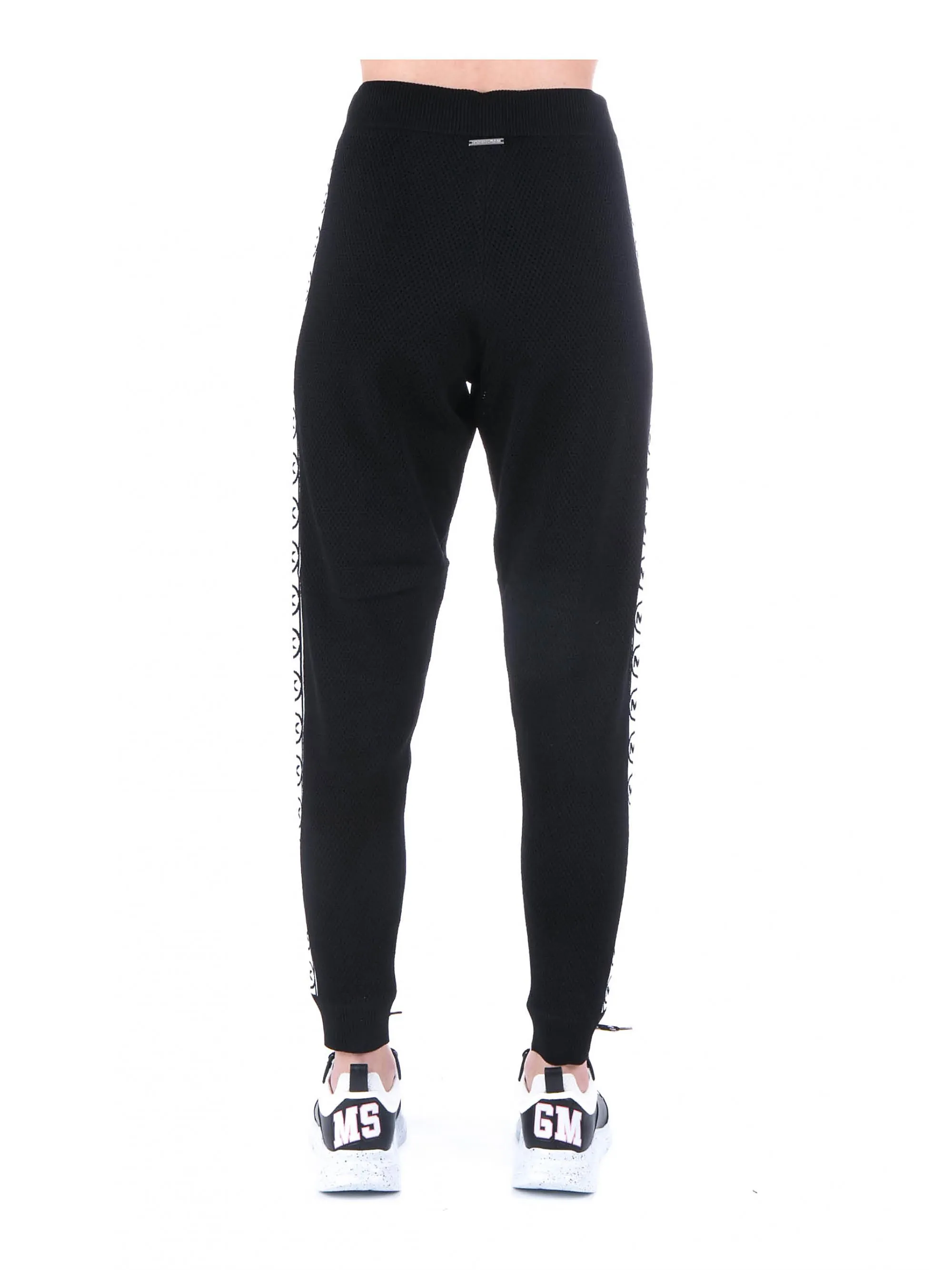 PANTALONI DI TUTA NERO LAVORATI A MAGLIA