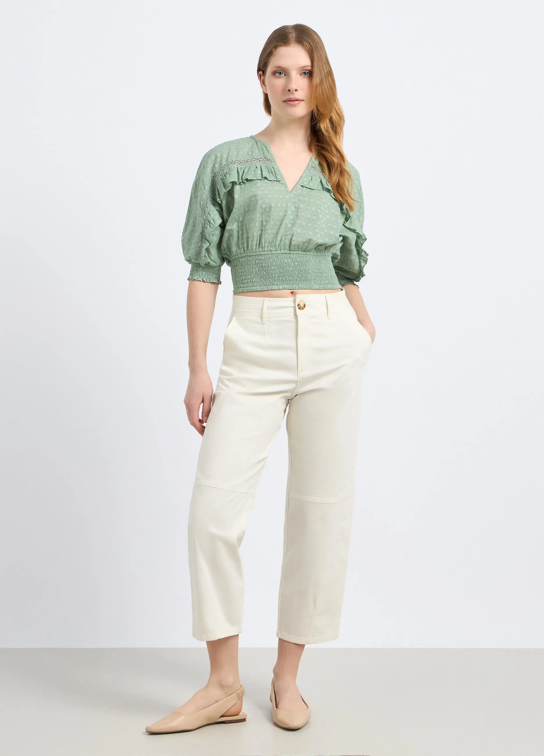Pantaloni in cotone stretch donna