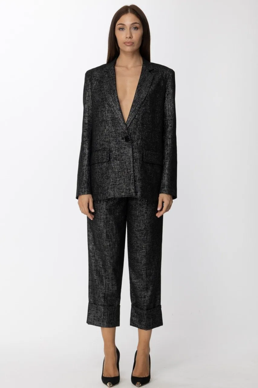 Pantaloni in lurex Nero/Lurex Argento