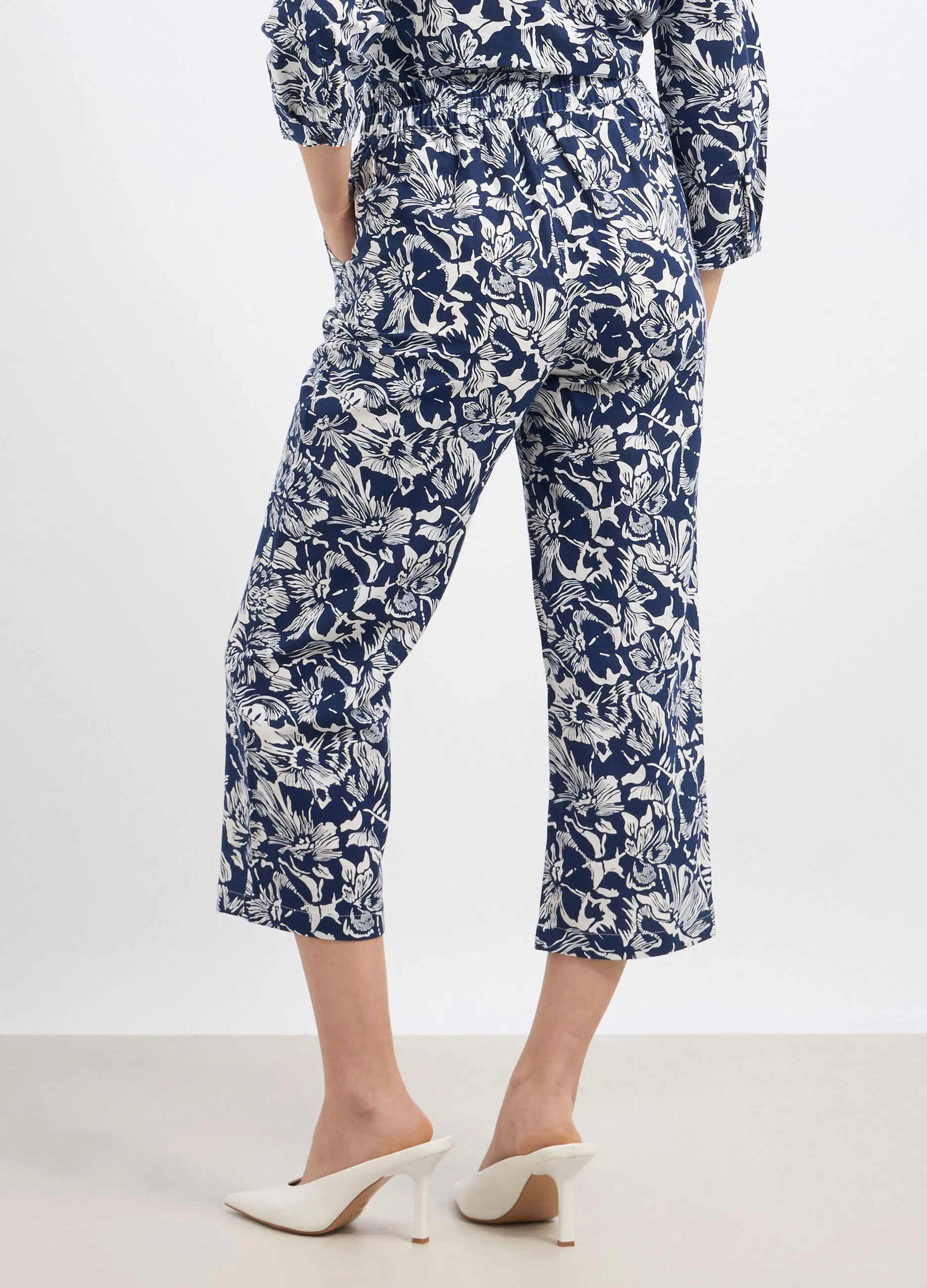 Pantaloni in misto lino donna