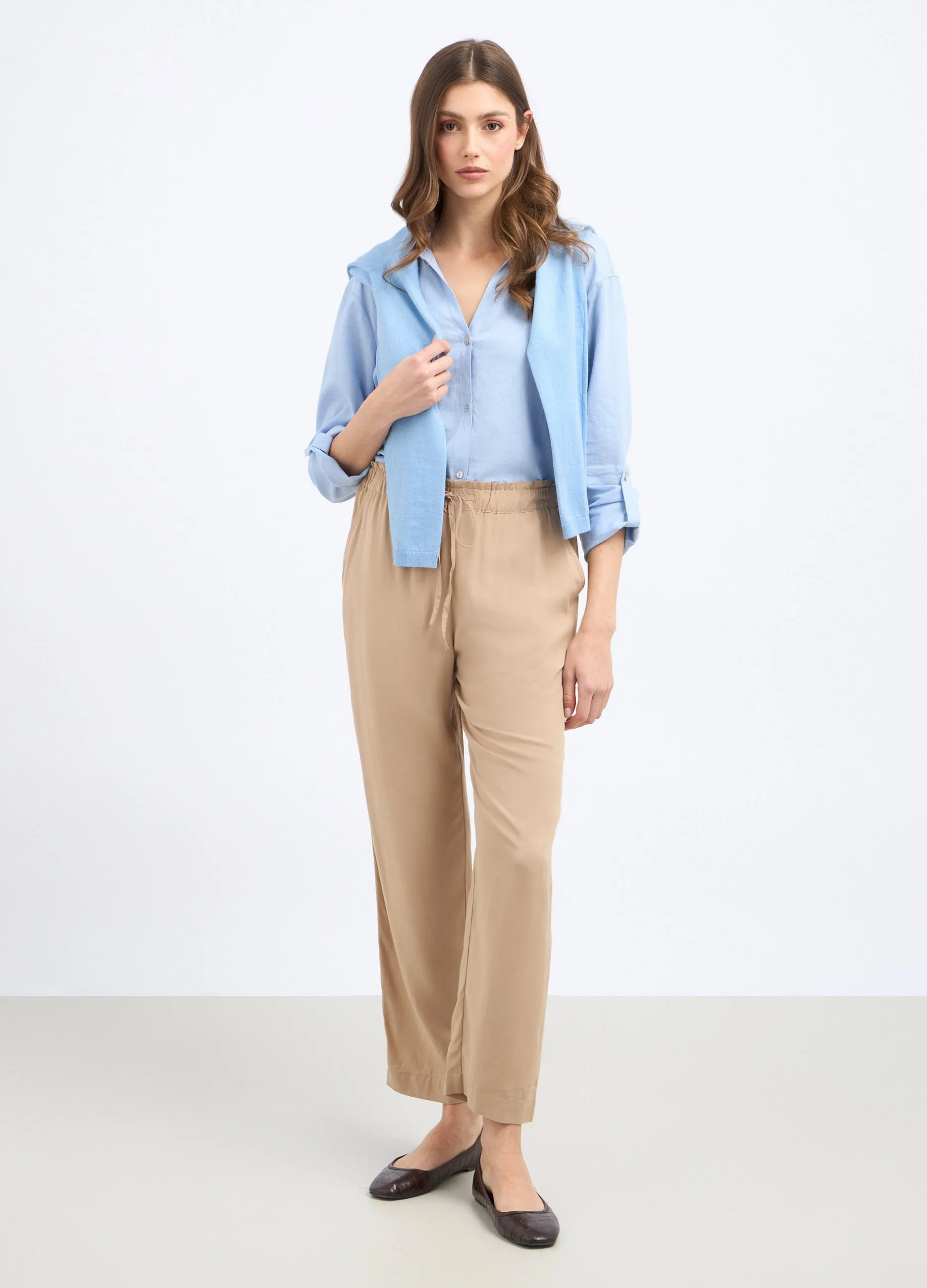 Pantaloni in pura viscosa donna