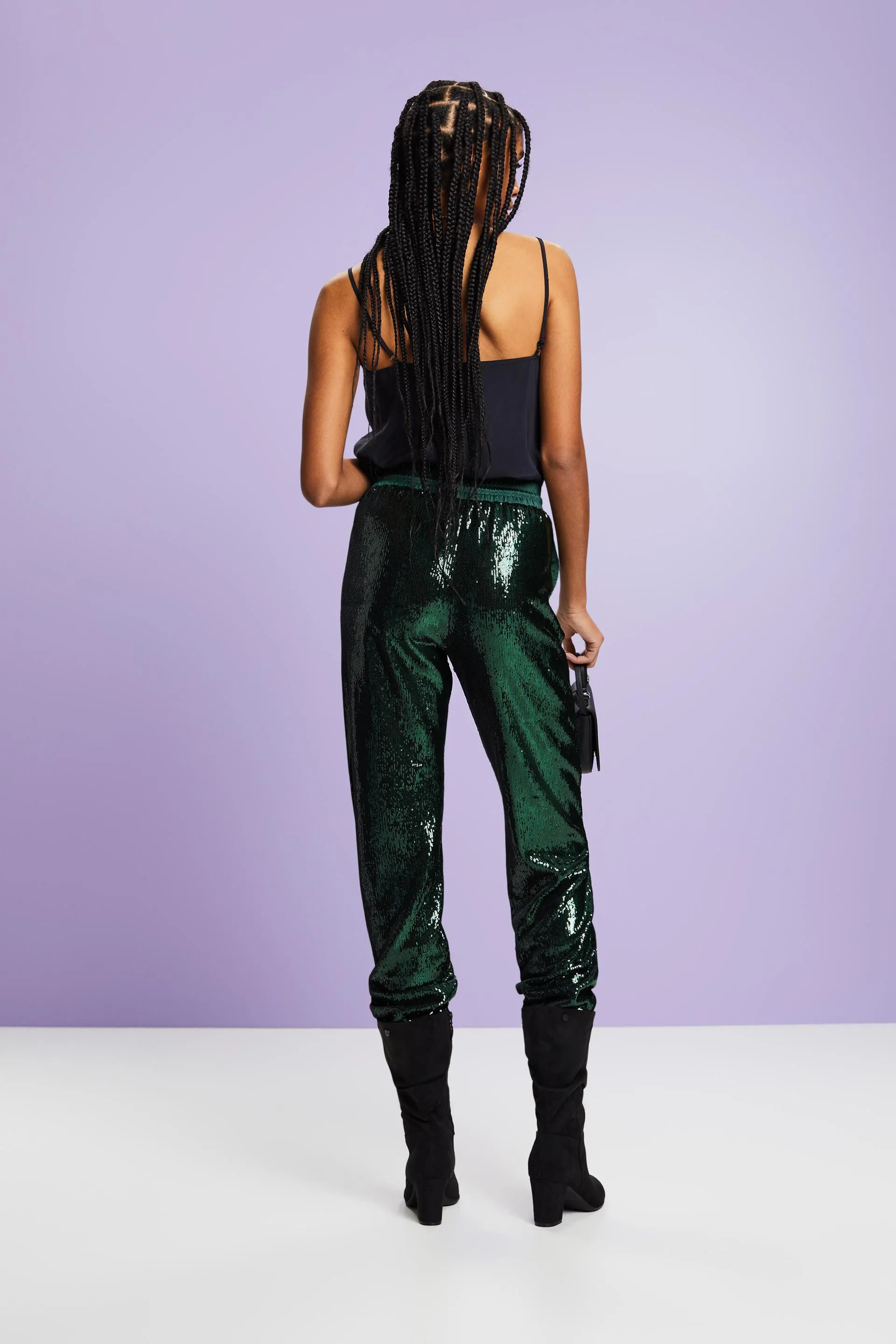 Pantaloni in raso con paillettes