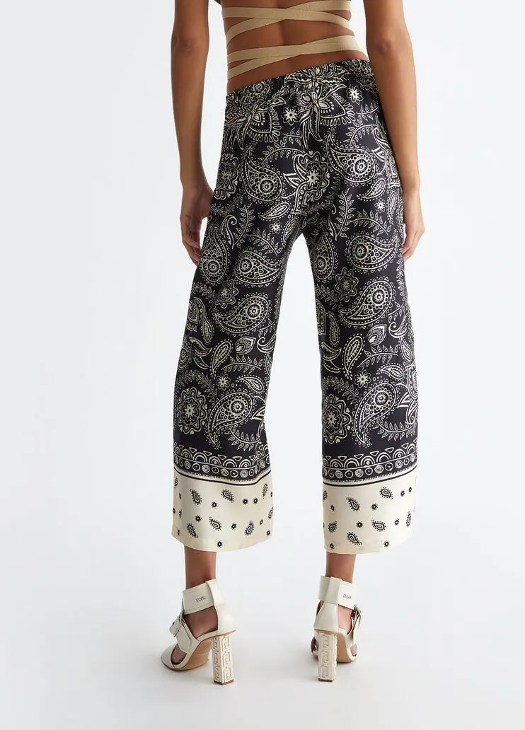 Pantaloni in raso stampato liu jo
