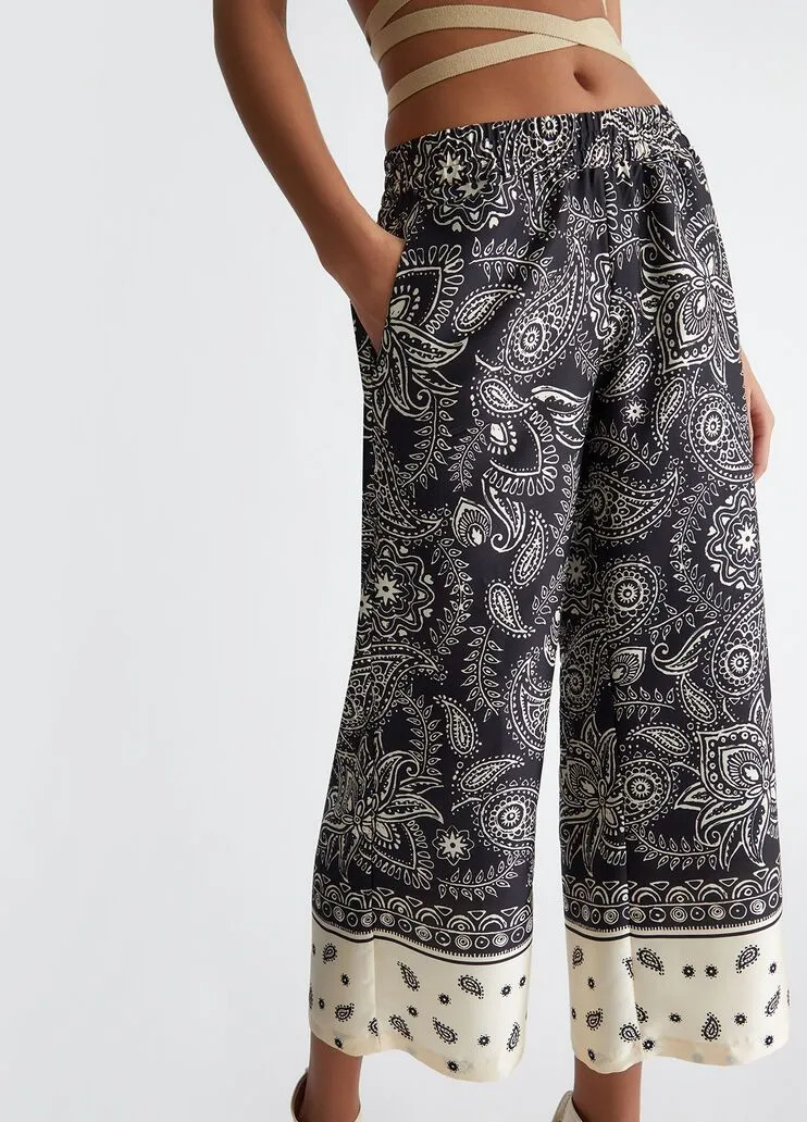 Pantaloni in raso stampato liu jo