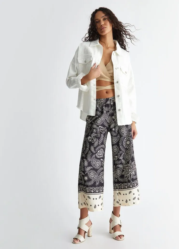 Pantaloni in raso stampato liu jo