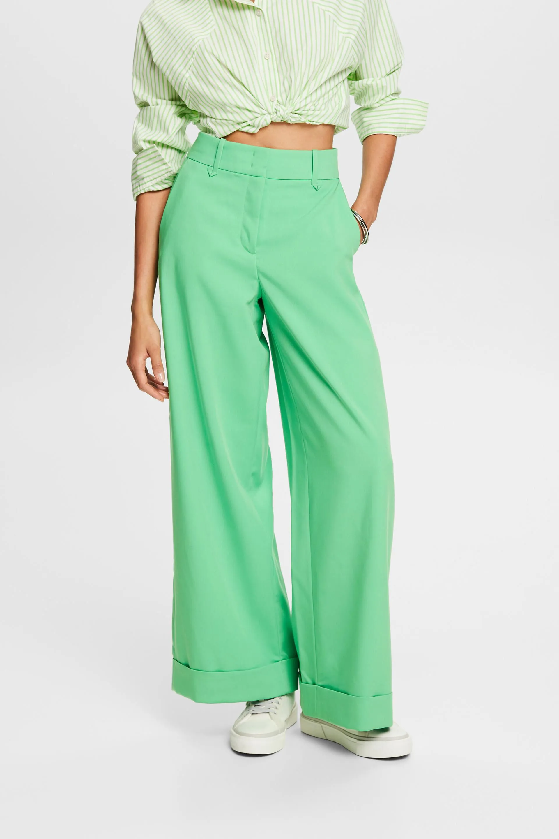 Pantaloni in twill a gamba larga
