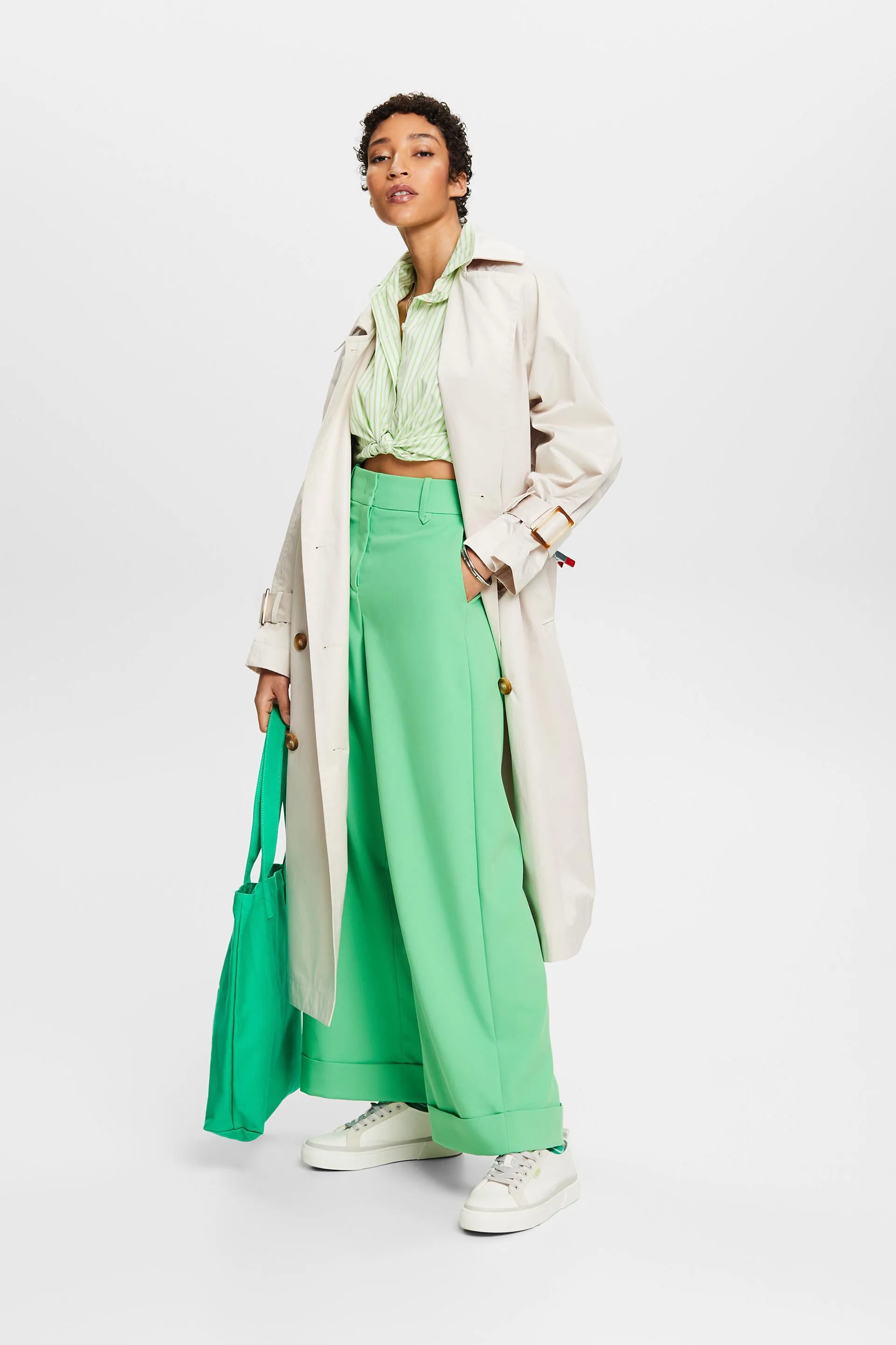Pantaloni in twill a gamba larga