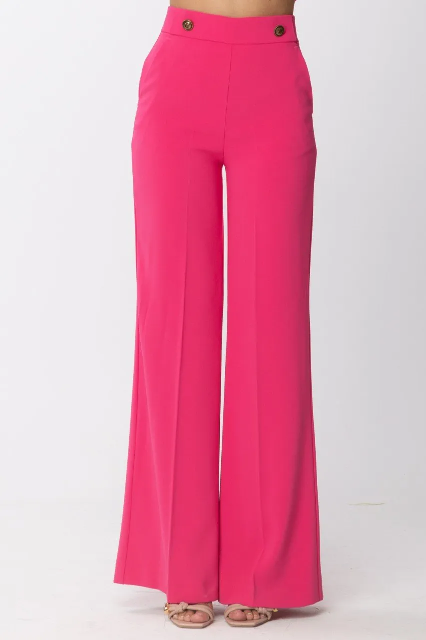 Pantaloni palazzo con bottoni MAGENTA