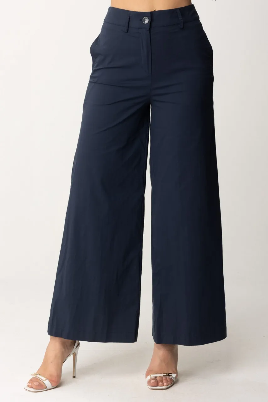 Pantaloni palazzo in cotone Blu Notte