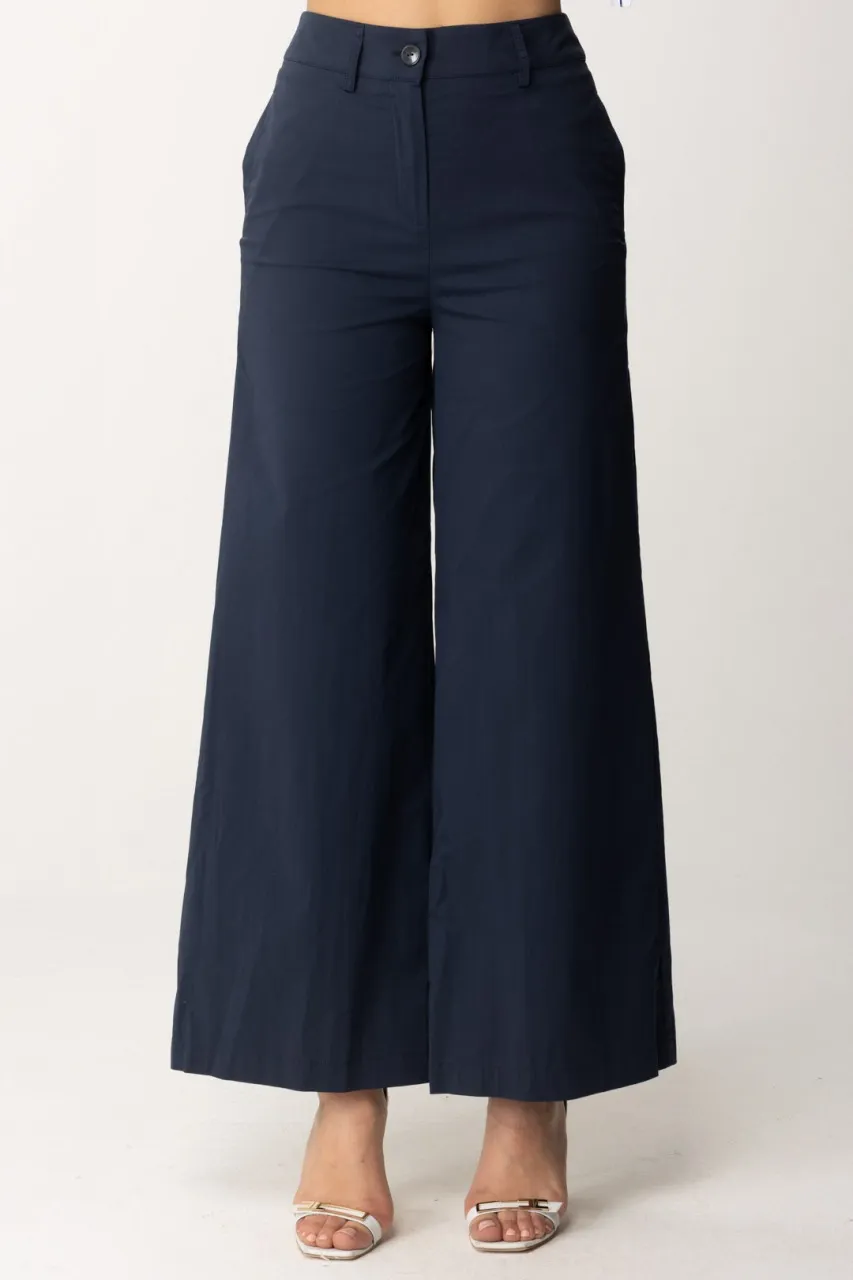 Pantaloni palazzo in cotone Blu Notte
