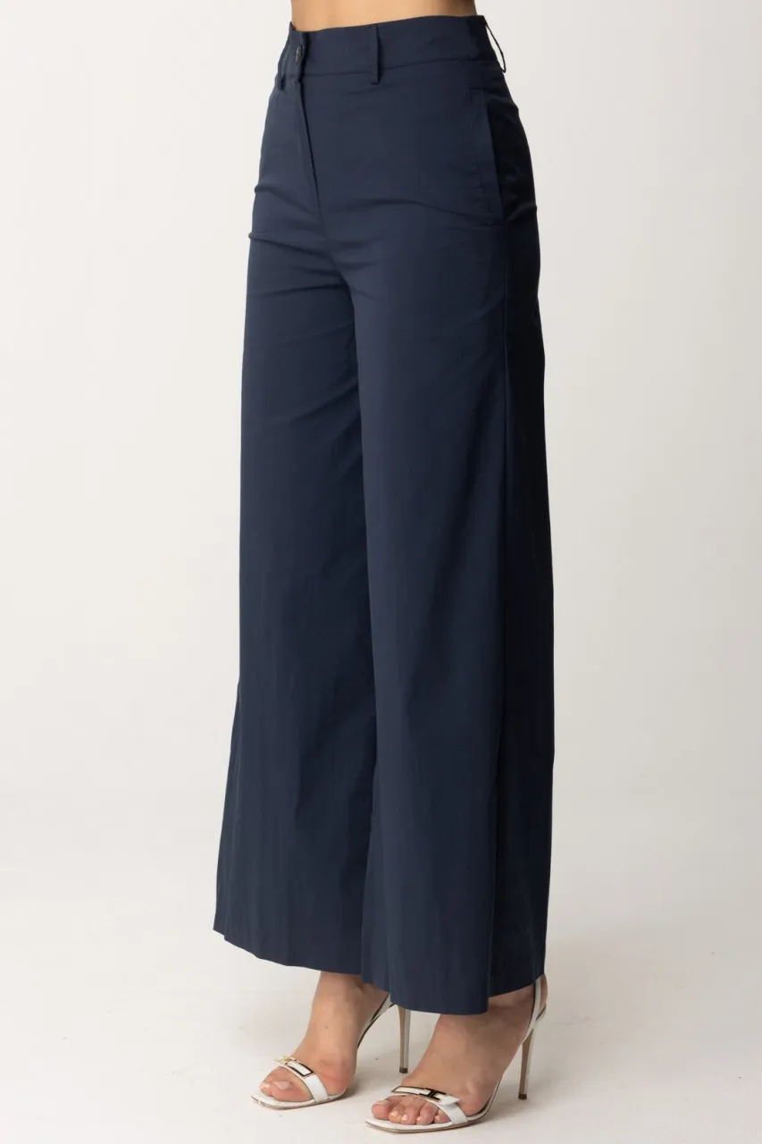 Pantaloni palazzo in cotone Blu Notte
