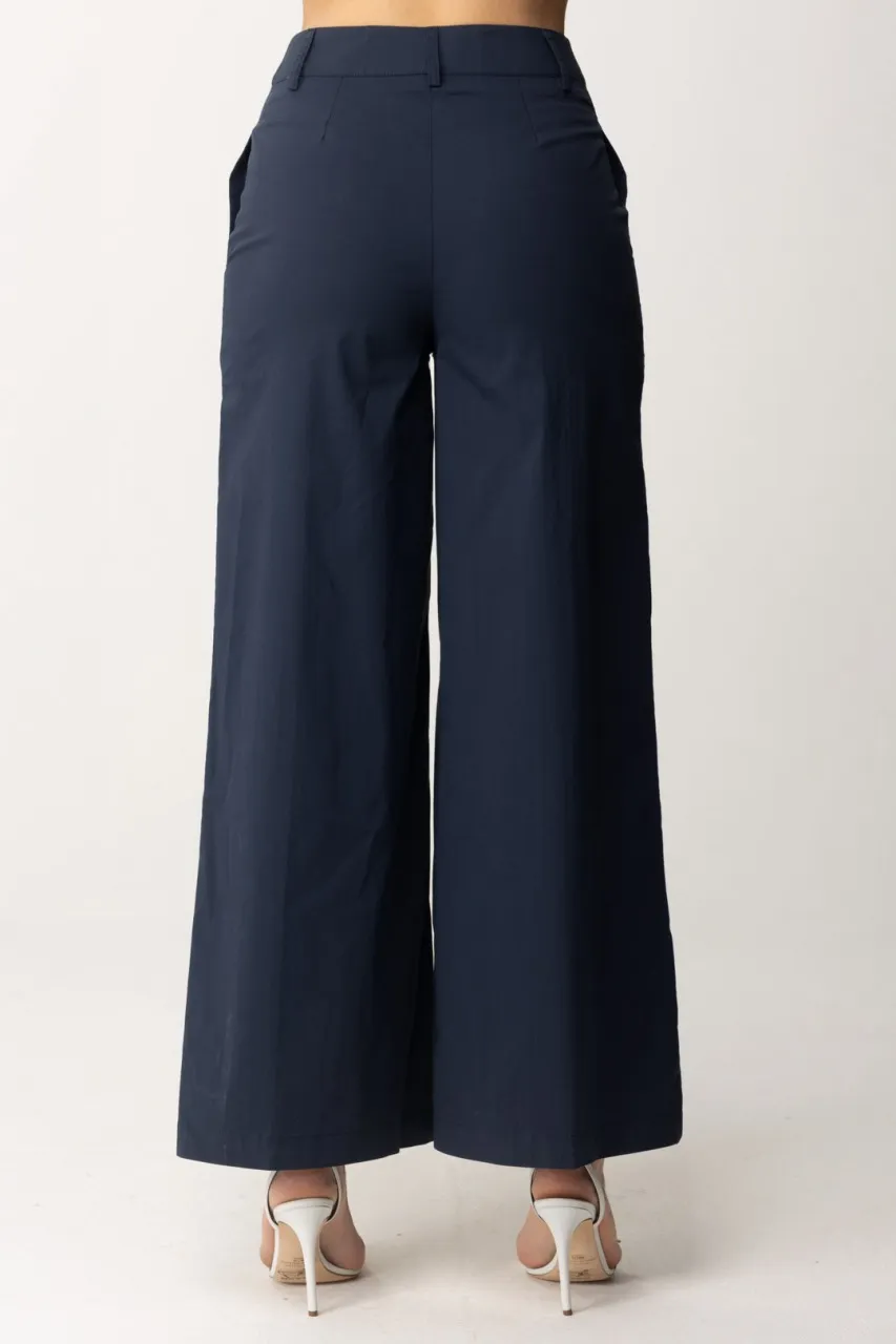 Pantaloni palazzo in cotone Blu Notte