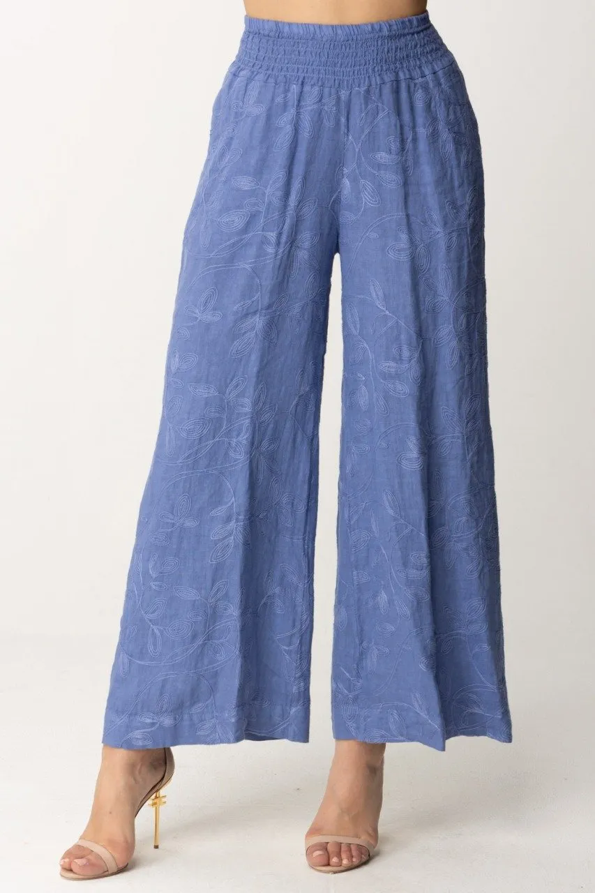 Pantaloni palazzo in lino CERAMICA