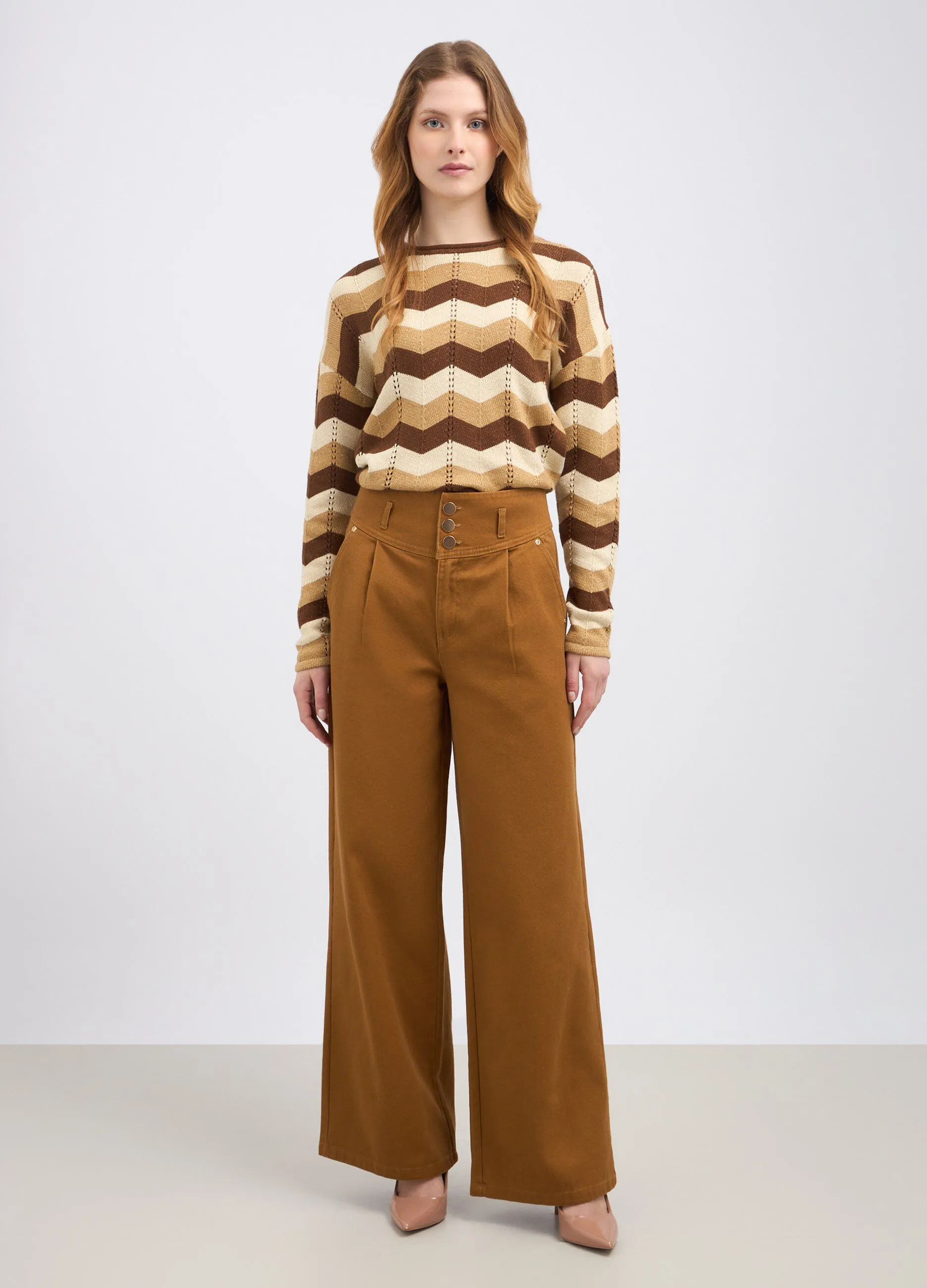 Pantaloni palazzo in puro cotone donna