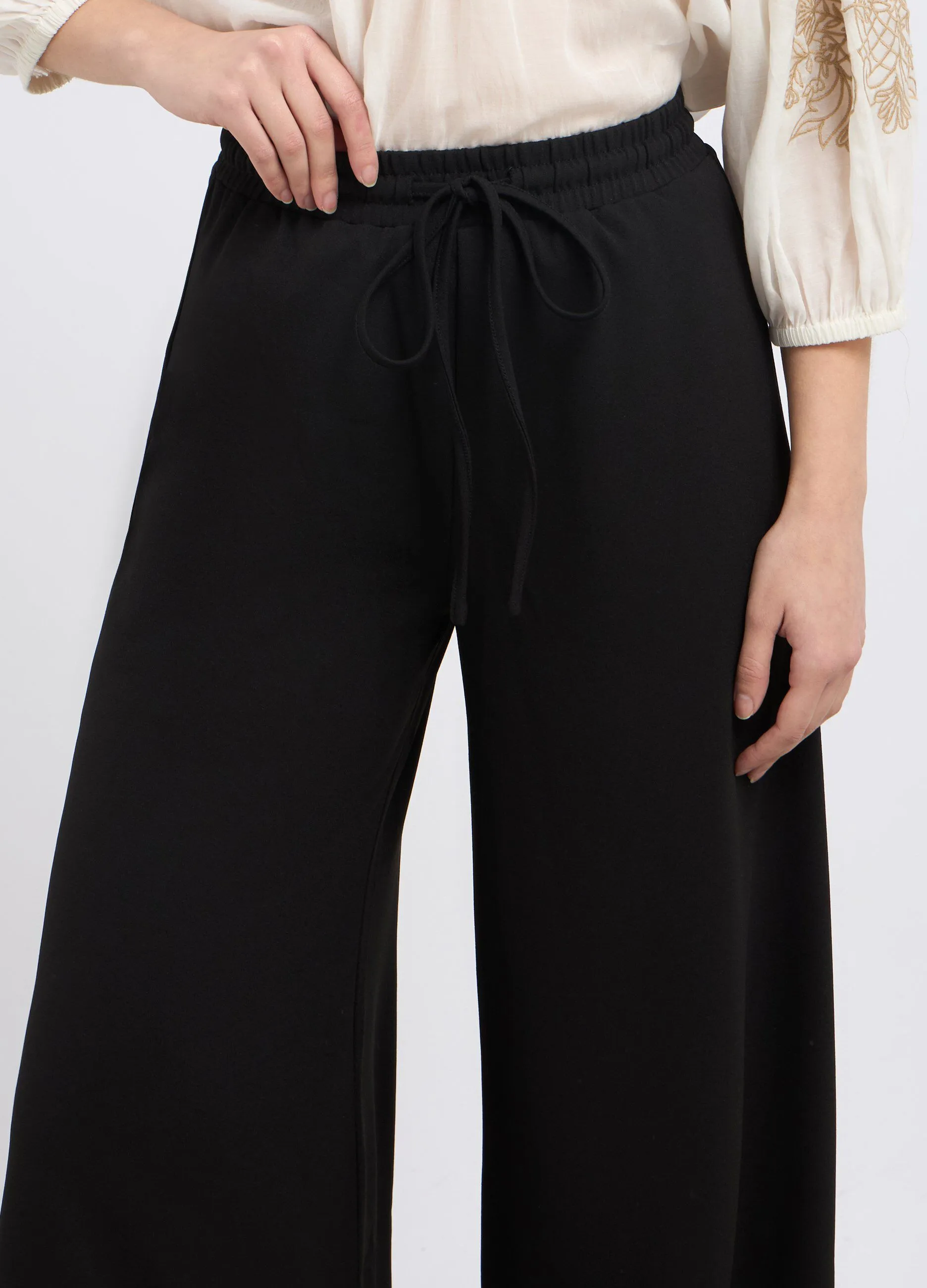 Pantaloni palazzo in tessuto stretch donna