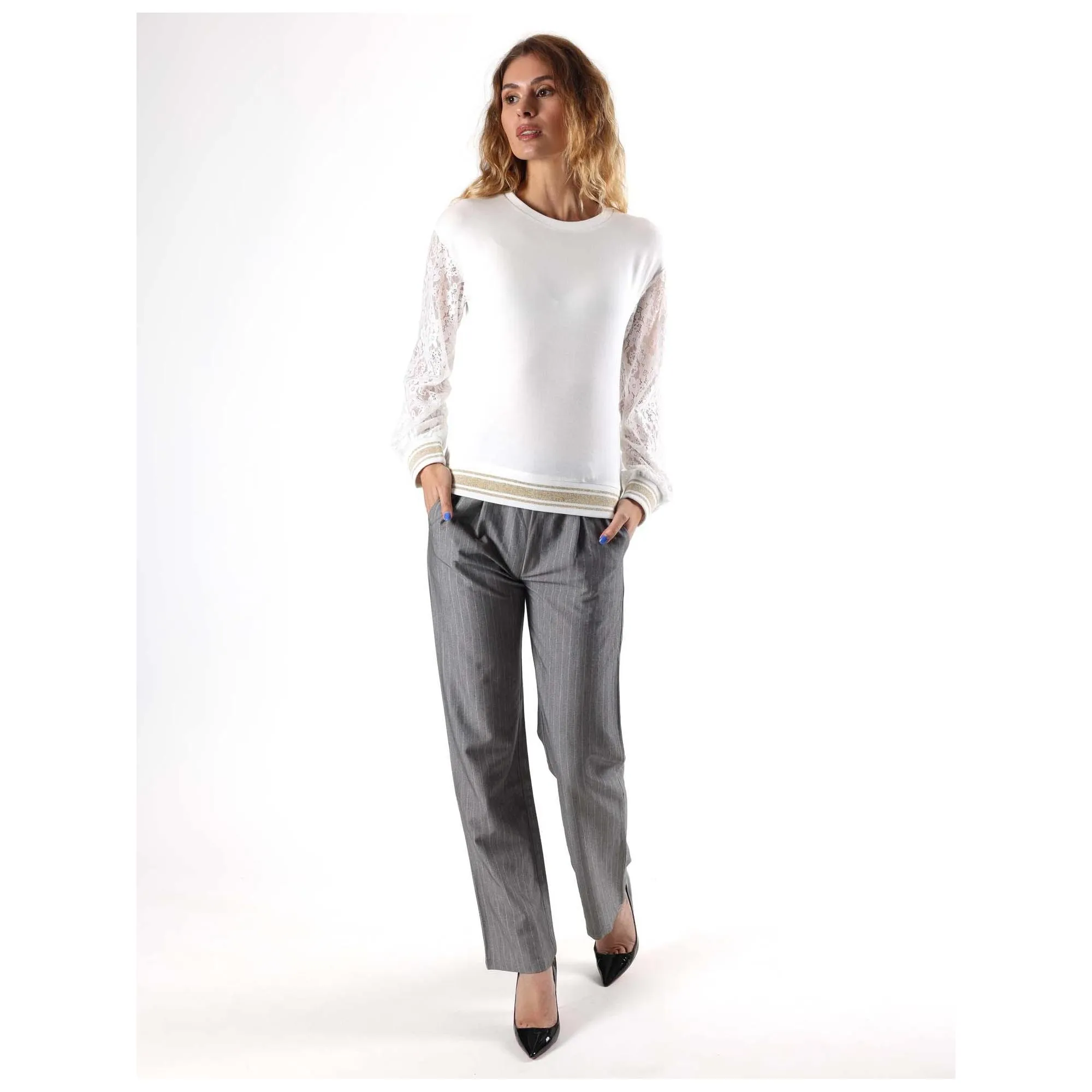 Pantaloni palazzo popeline Leone Be Glam