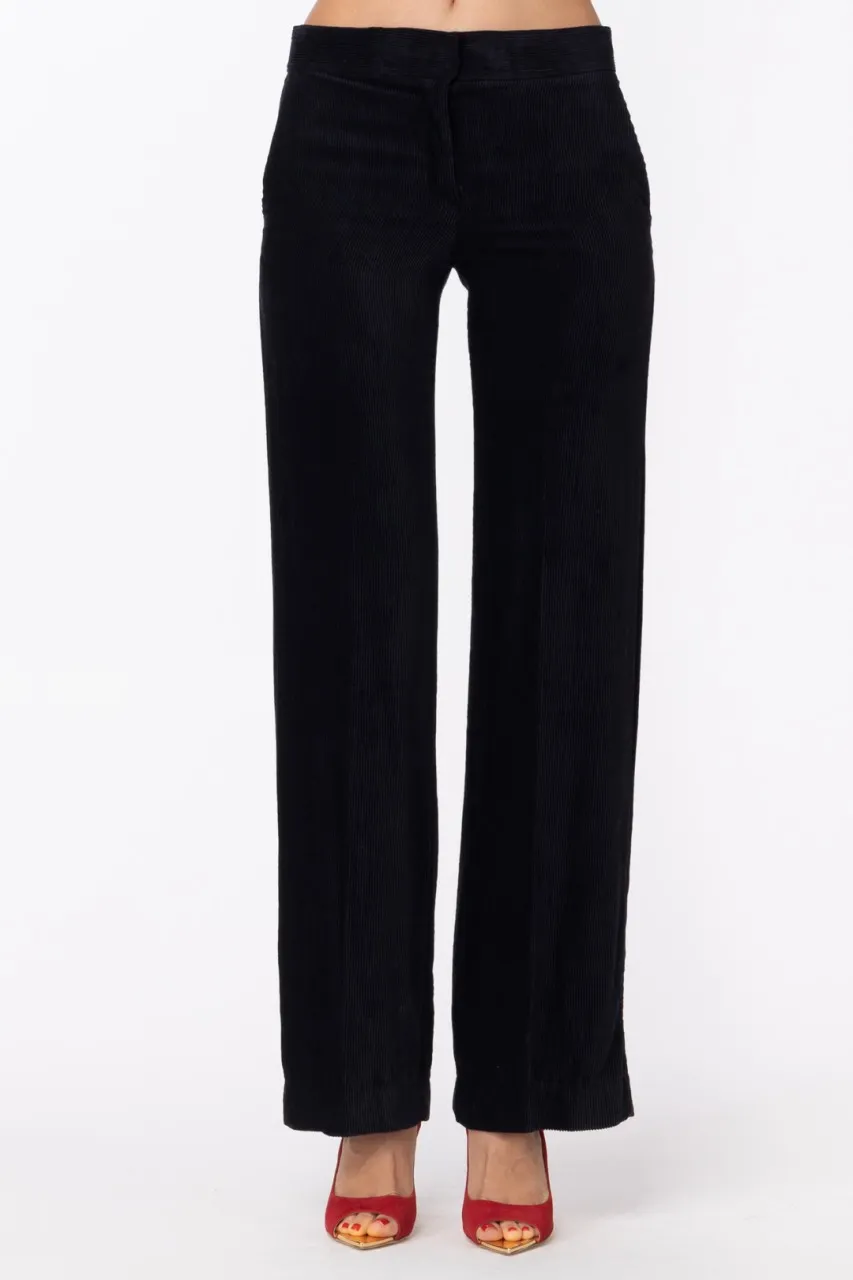 Pantaloni Veronique in ciniglia Black