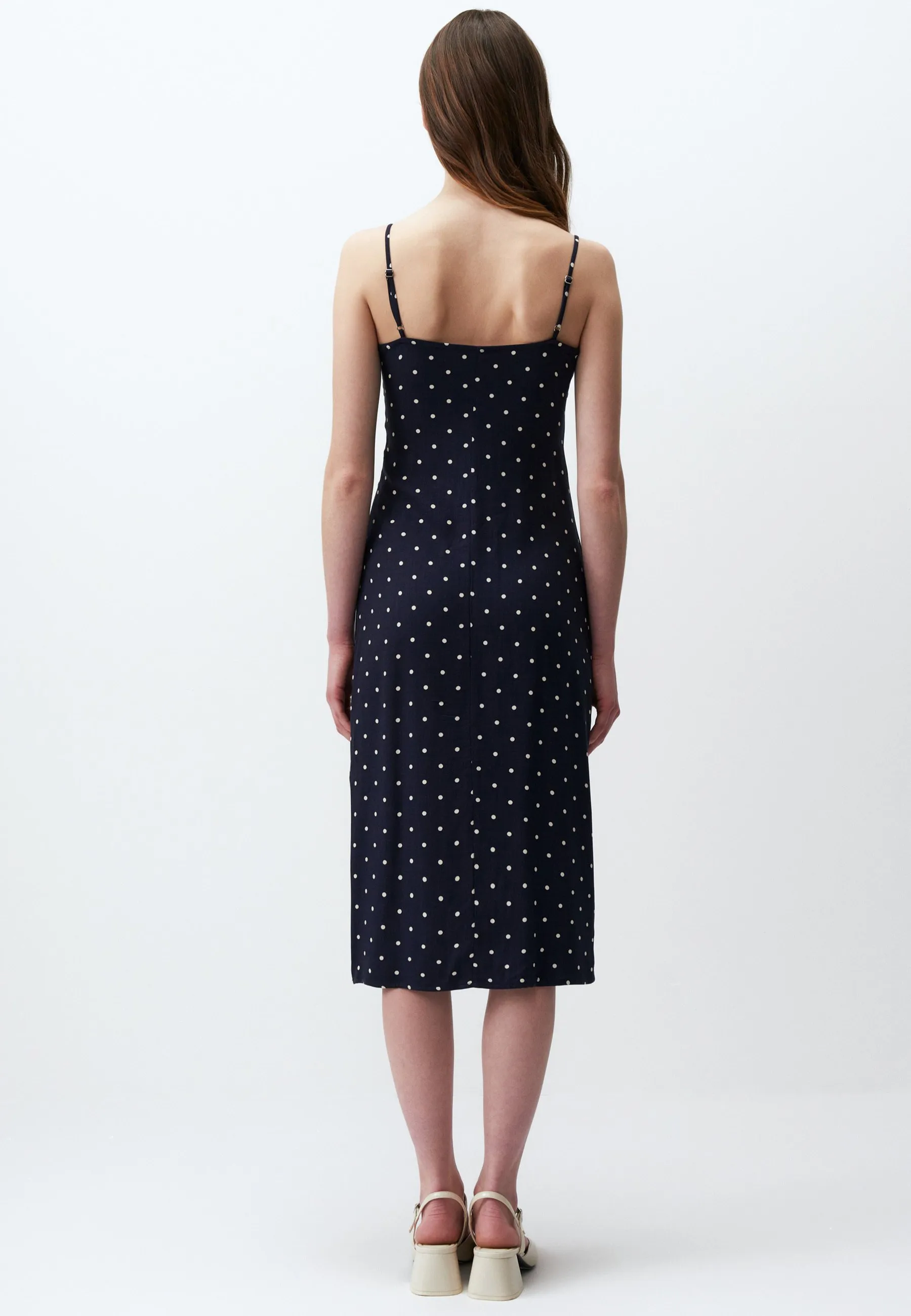 PATTERNED MIDI WITH STRAPS AND SLITS - Vestito estivo