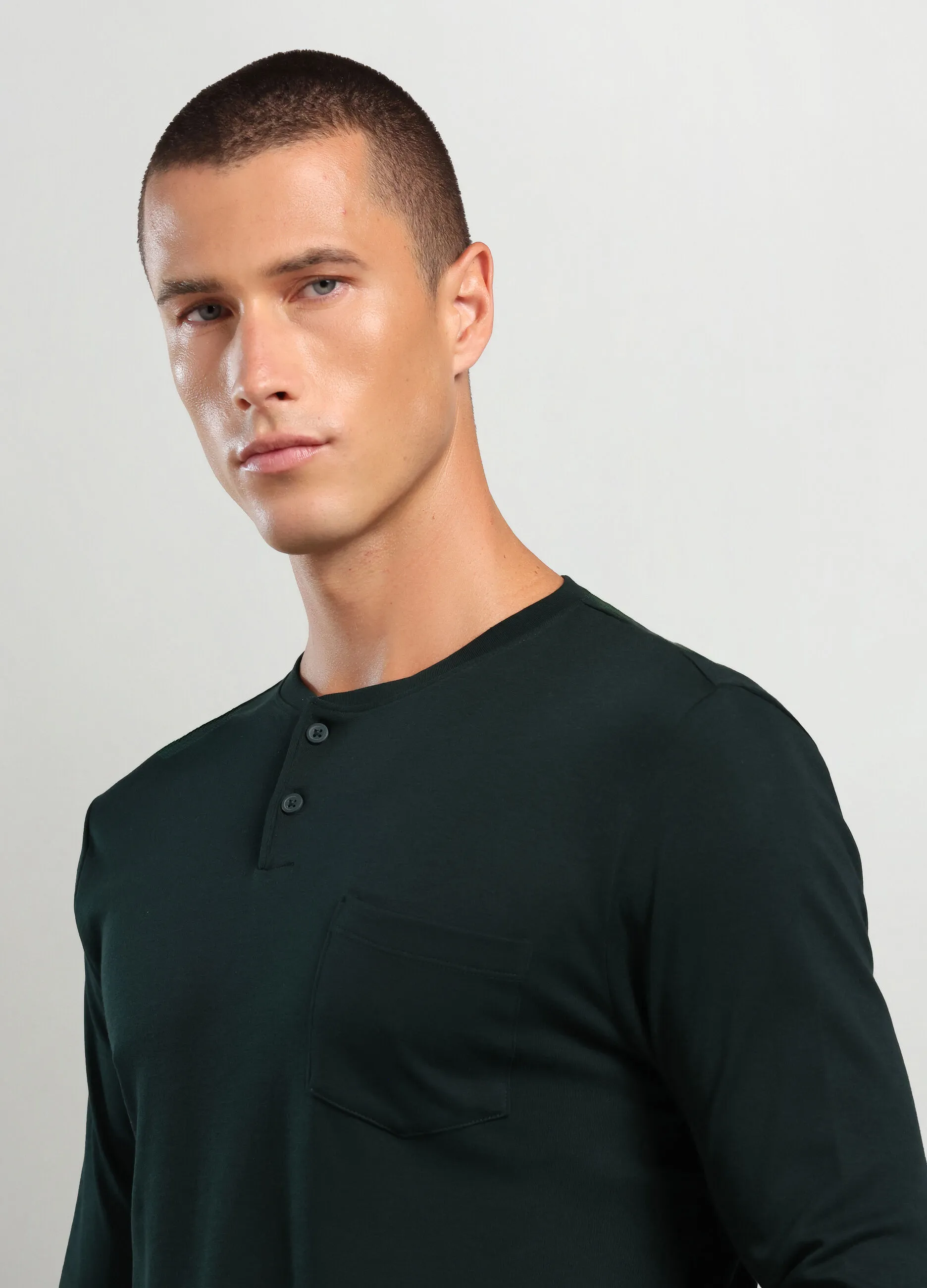 PRIVACY  Maglia collo a serafino in puro cotone uomo