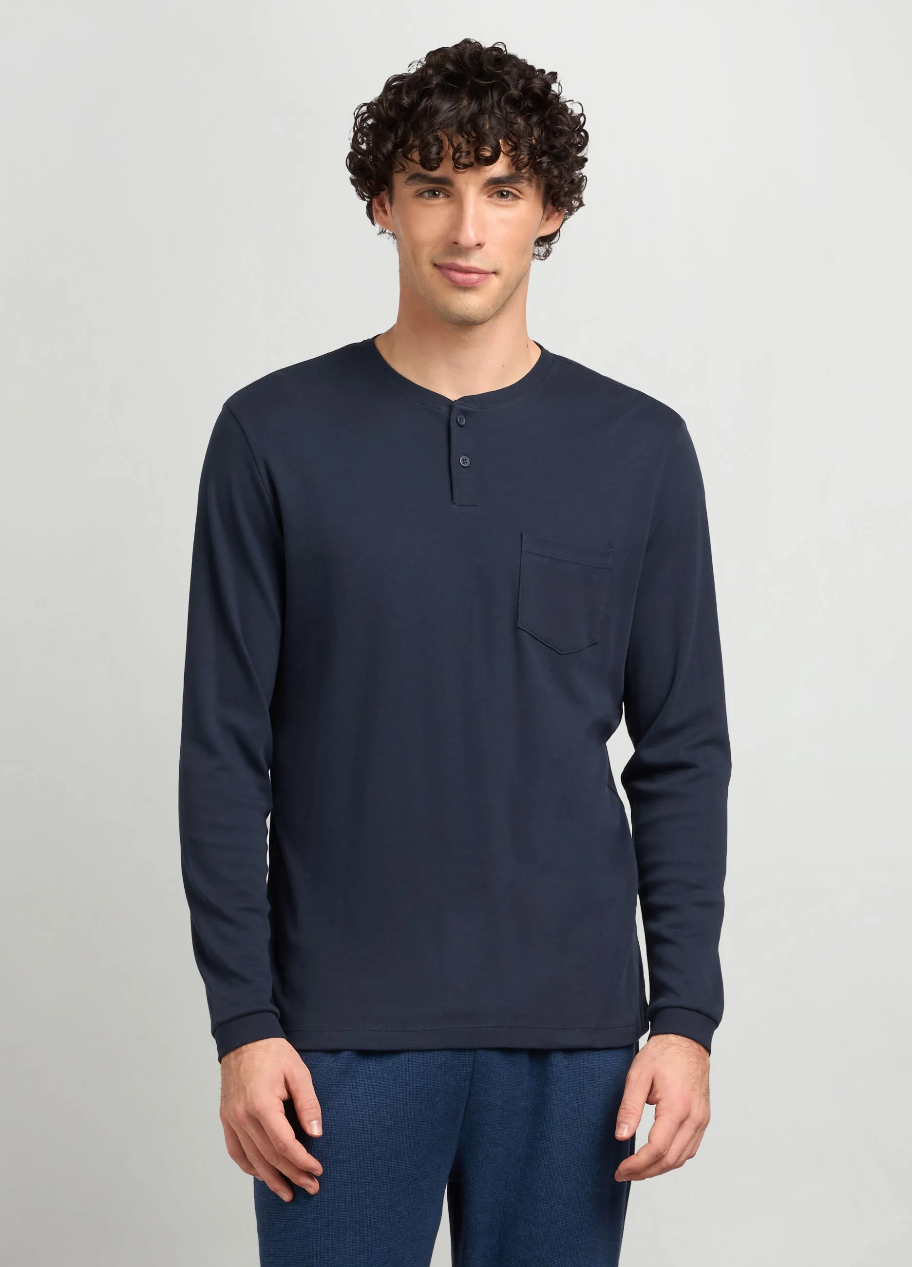 PRIVACY  Maglia collo serafino in puro cotone uomo