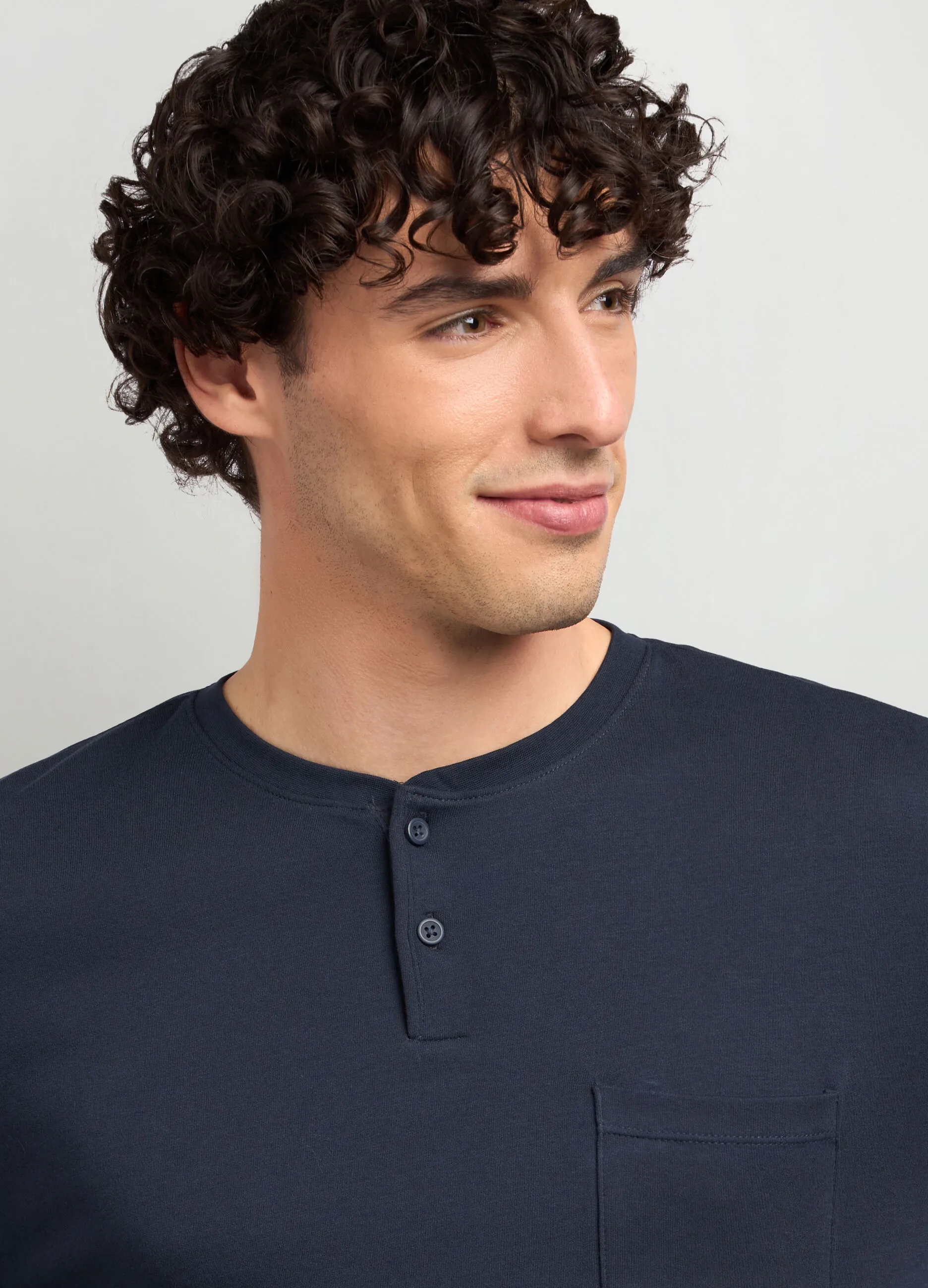 PRIVACY  Maglia collo serafino in puro cotone uomo