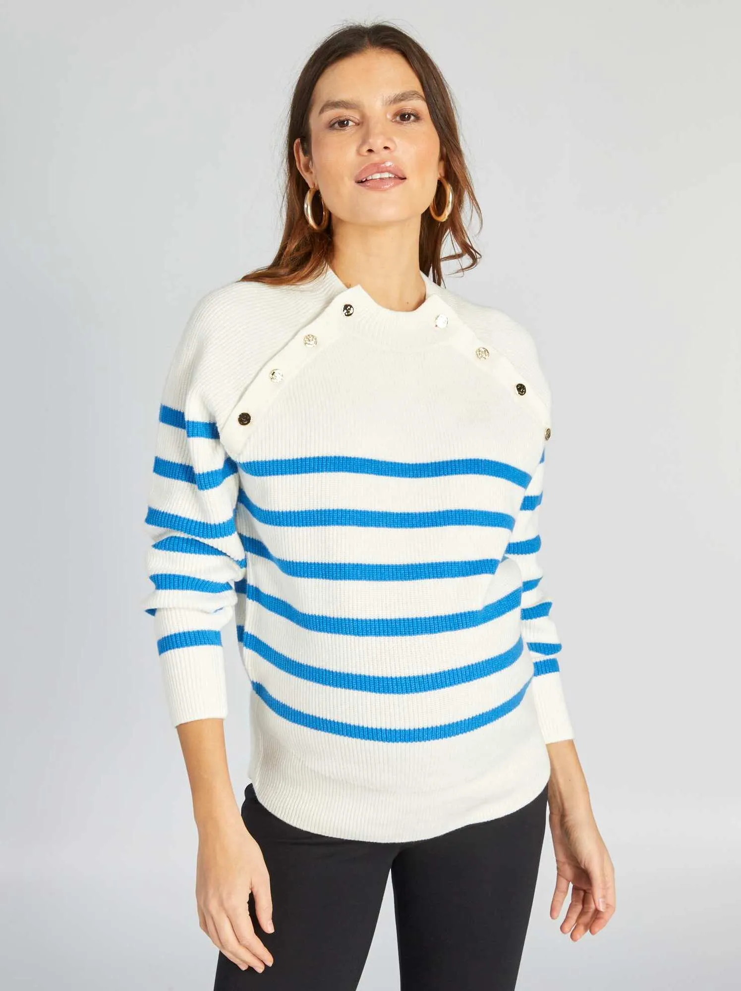 Pullover da allattamento alla marinara - BIANCO