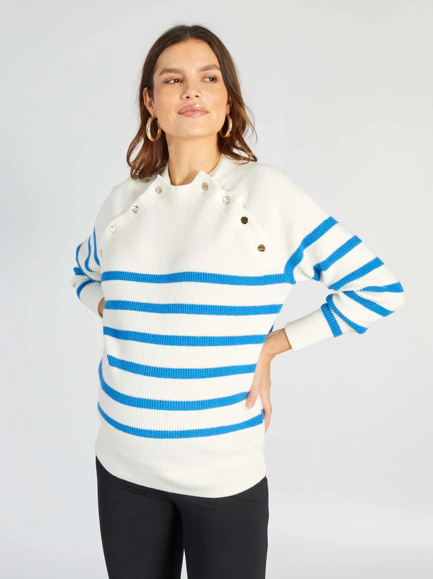 Pullover da allattamento alla marinara - BIANCO