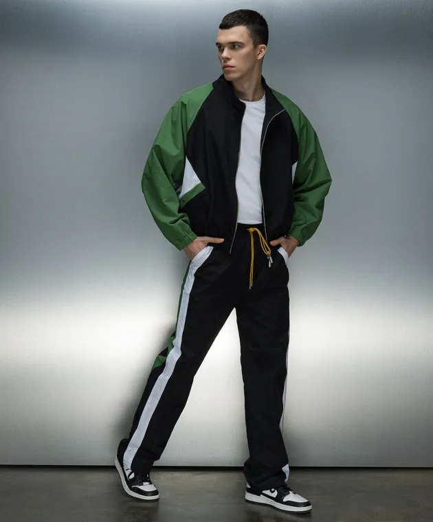 Rhude Giacca a vento nera con inserti a contrasto RHPS24JA03005134