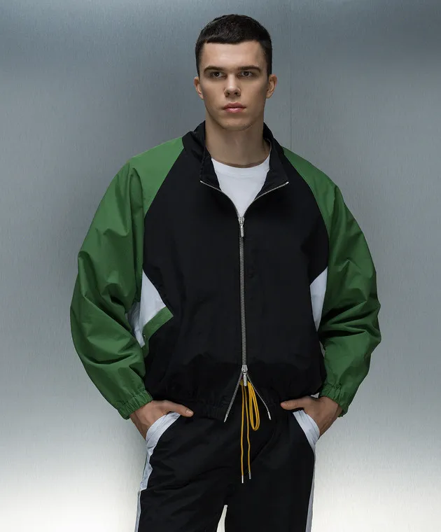 Rhude Giacca a vento nera con inserti a contrasto RHPS24JA03005134
