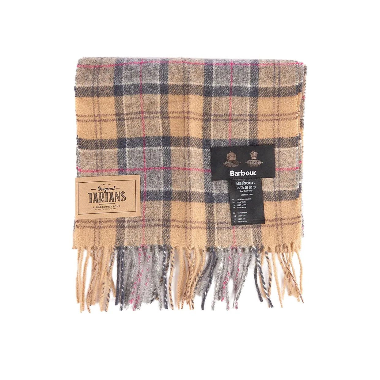 Sciarpa Barbour Lana D'Agnello Tartan Beige / Grigio