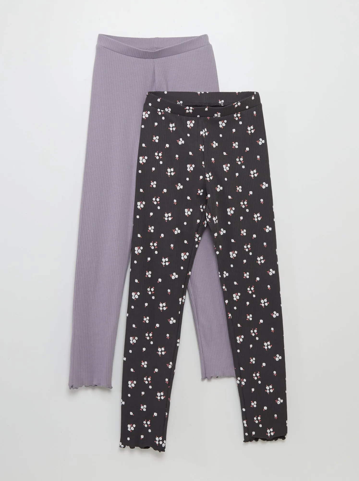 Set di 2 leggings lunghi a coste - GRIGIO