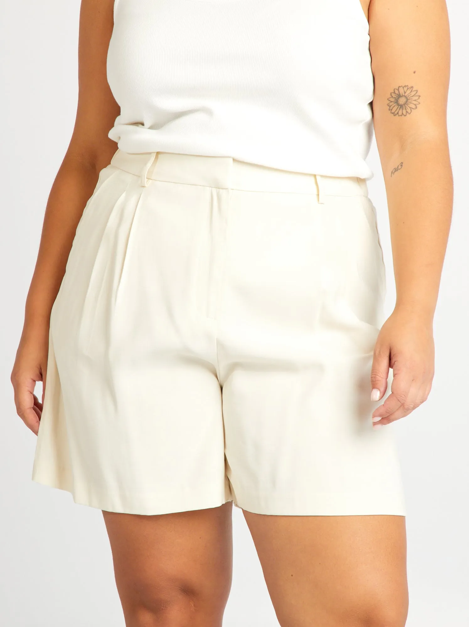 Shorts a vita alta - BEIGE