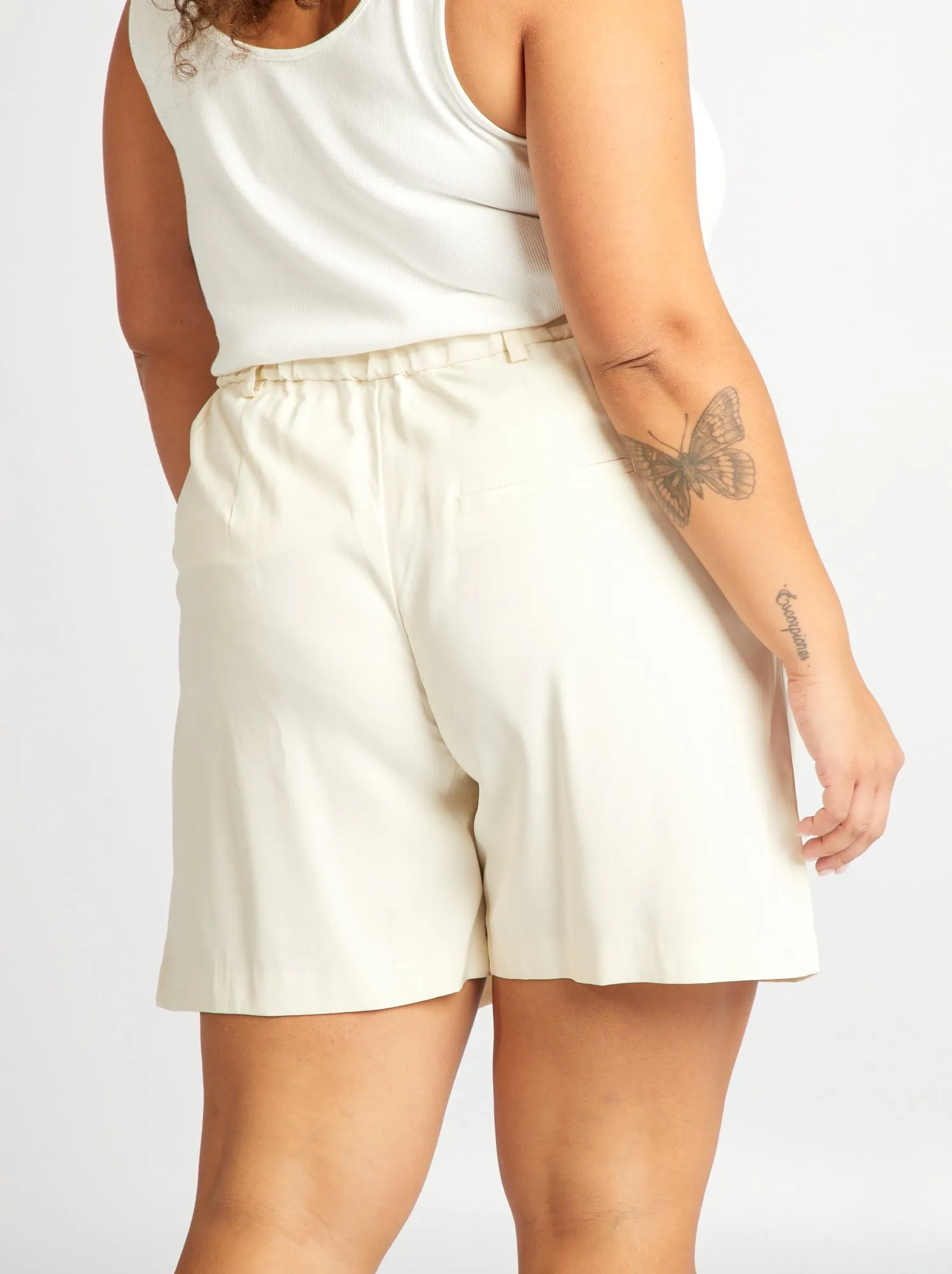 Shorts a vita alta - BEIGE