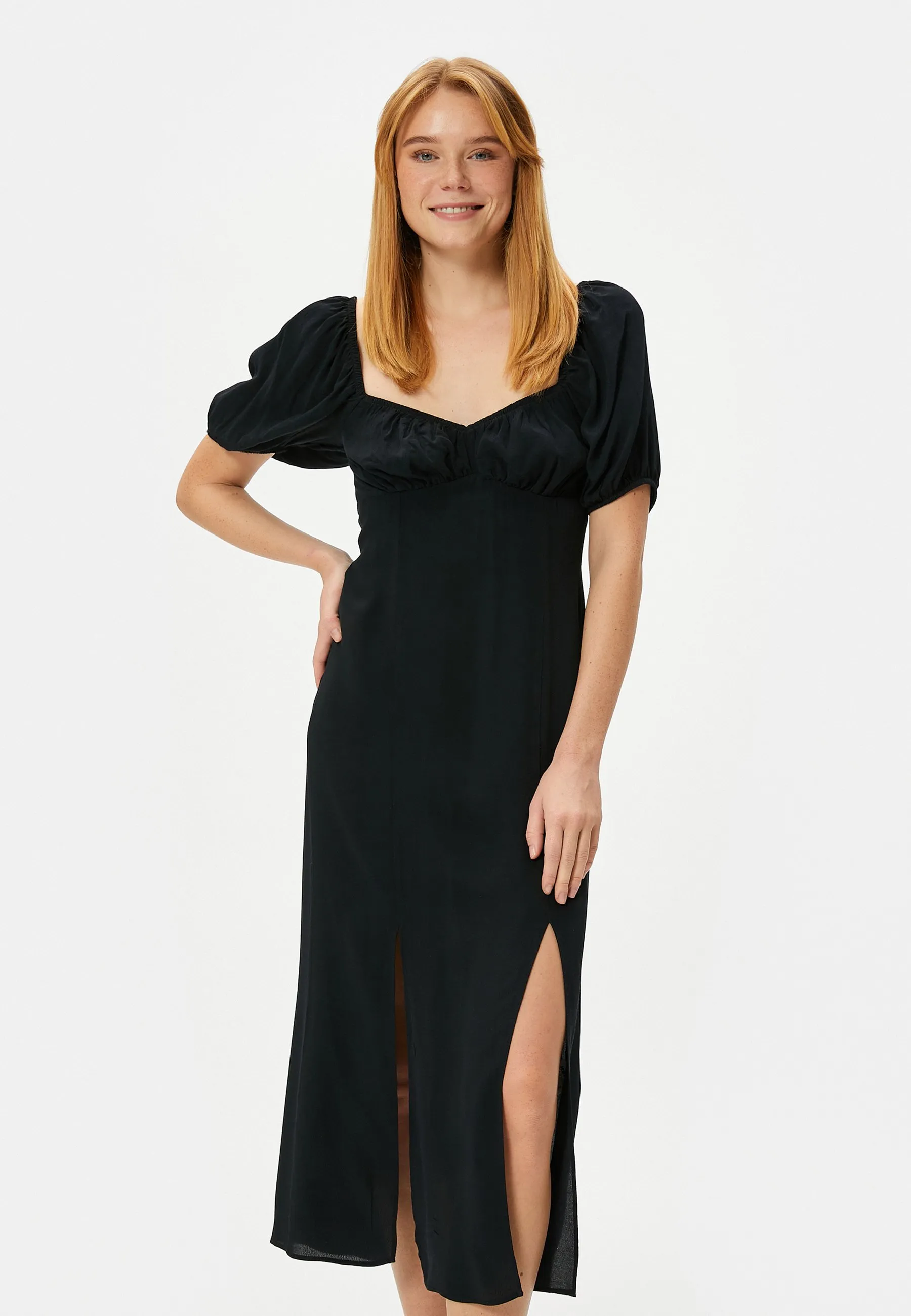 SLIT DETAIL PUFF SLEEVE MIDI  - Vestito estivo